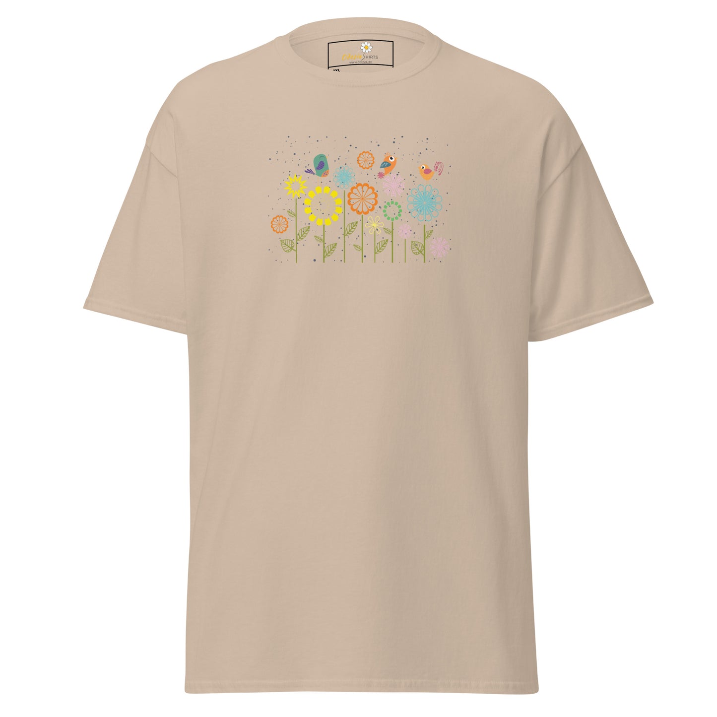 Klassieke t-shirts voor heren - DIEREN VOGELS OP BLOEMEN - GROOT