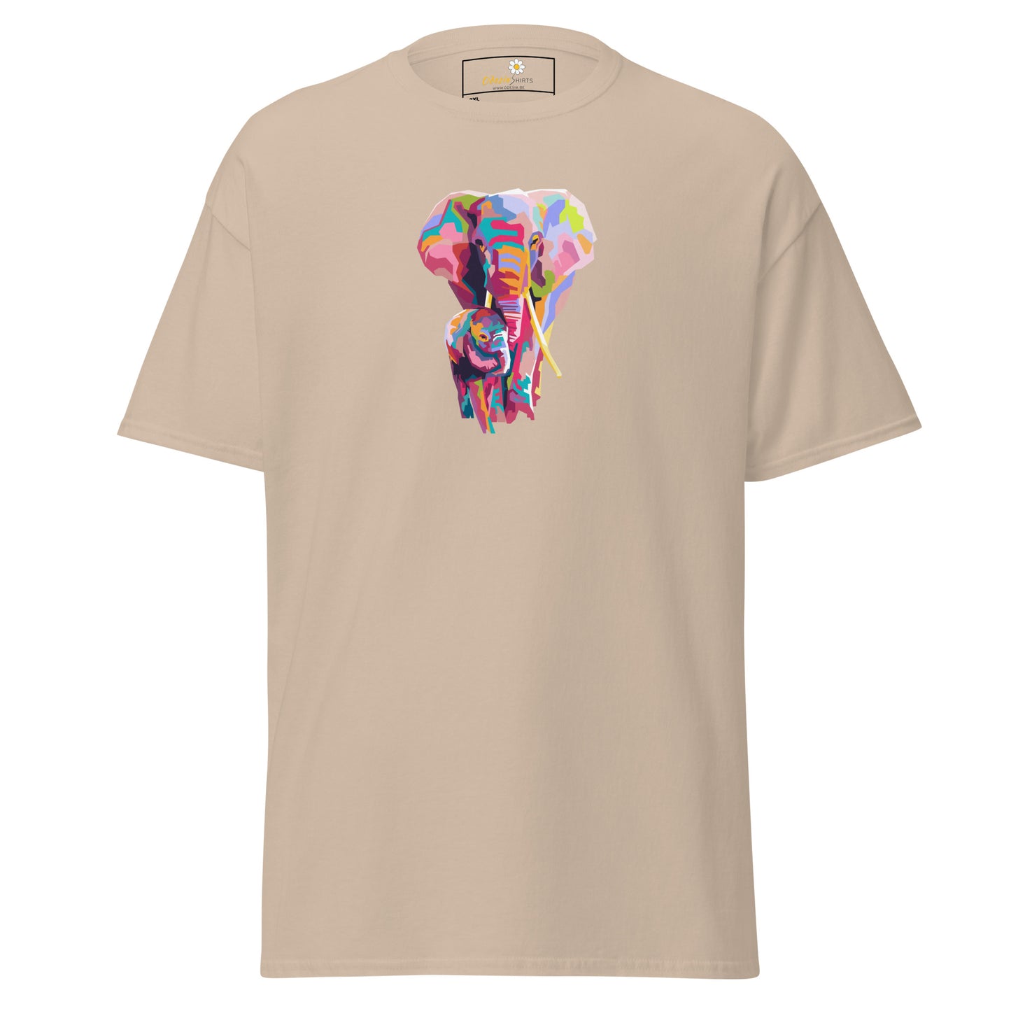 Klassiek heren t-shirt - WILDLIFE KLEURRIJKE OLIFANTEN - GROOT