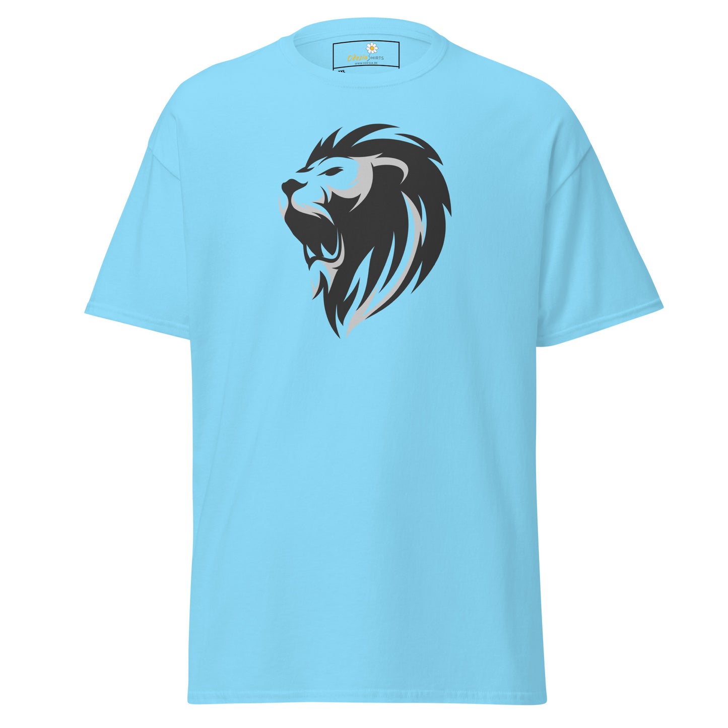 Heren klassiek t-shirt - WILDLIFE LION HEAD GREY - GROOT