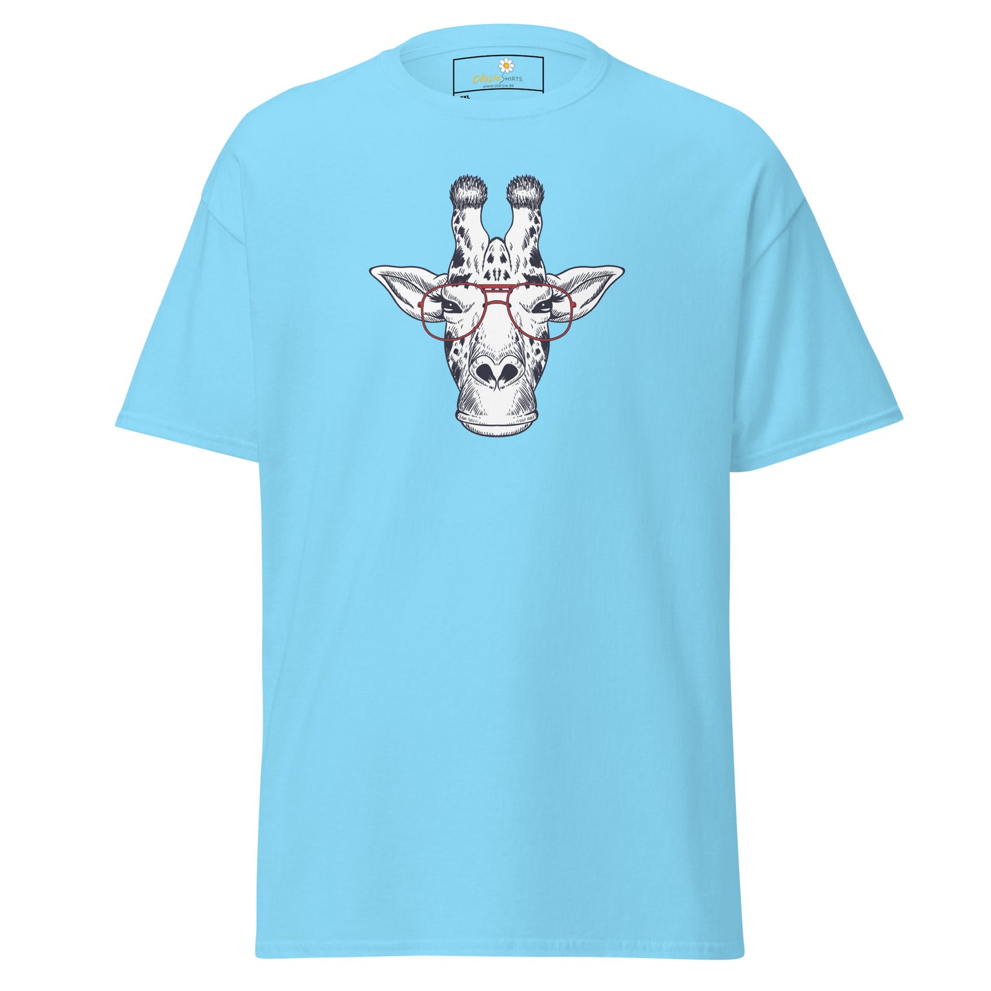 Heren klassiek t-shirt - WILDLIFE FUN GIRAFFE MET BRIL - GROOT