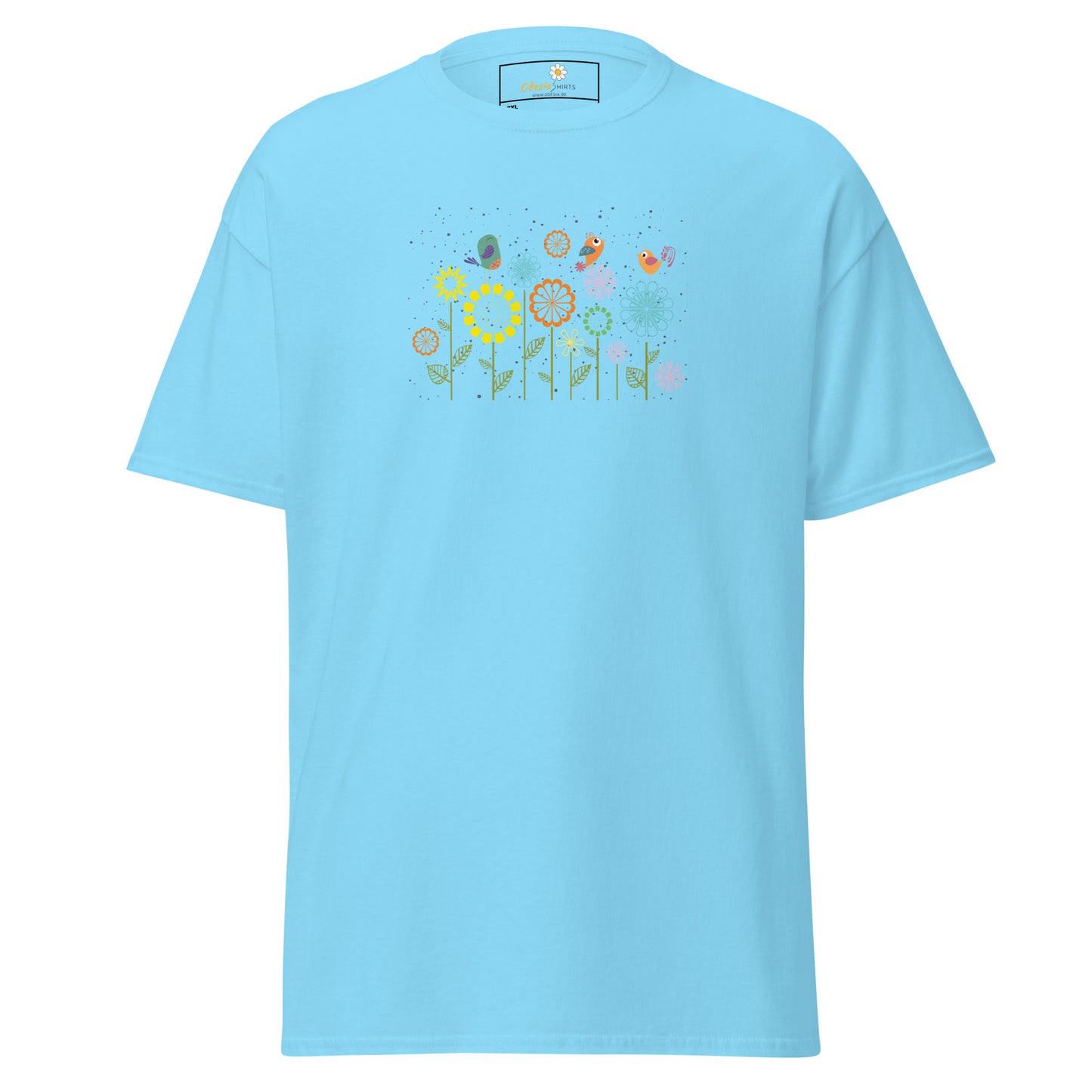 Klassieke t-shirts voor heren - DIEREN VOGELS OP BLOEMEN - GROOT