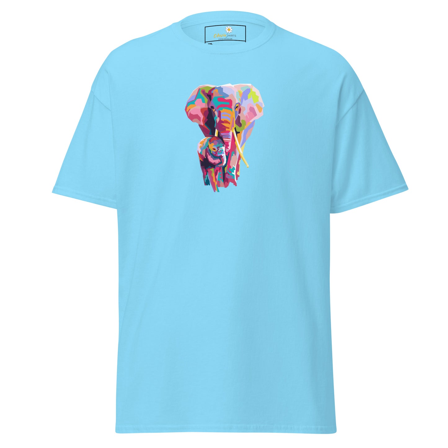 Klassiek heren t-shirt - WILDLIFE KLEURRIJKE OLIFANTEN - GROOT