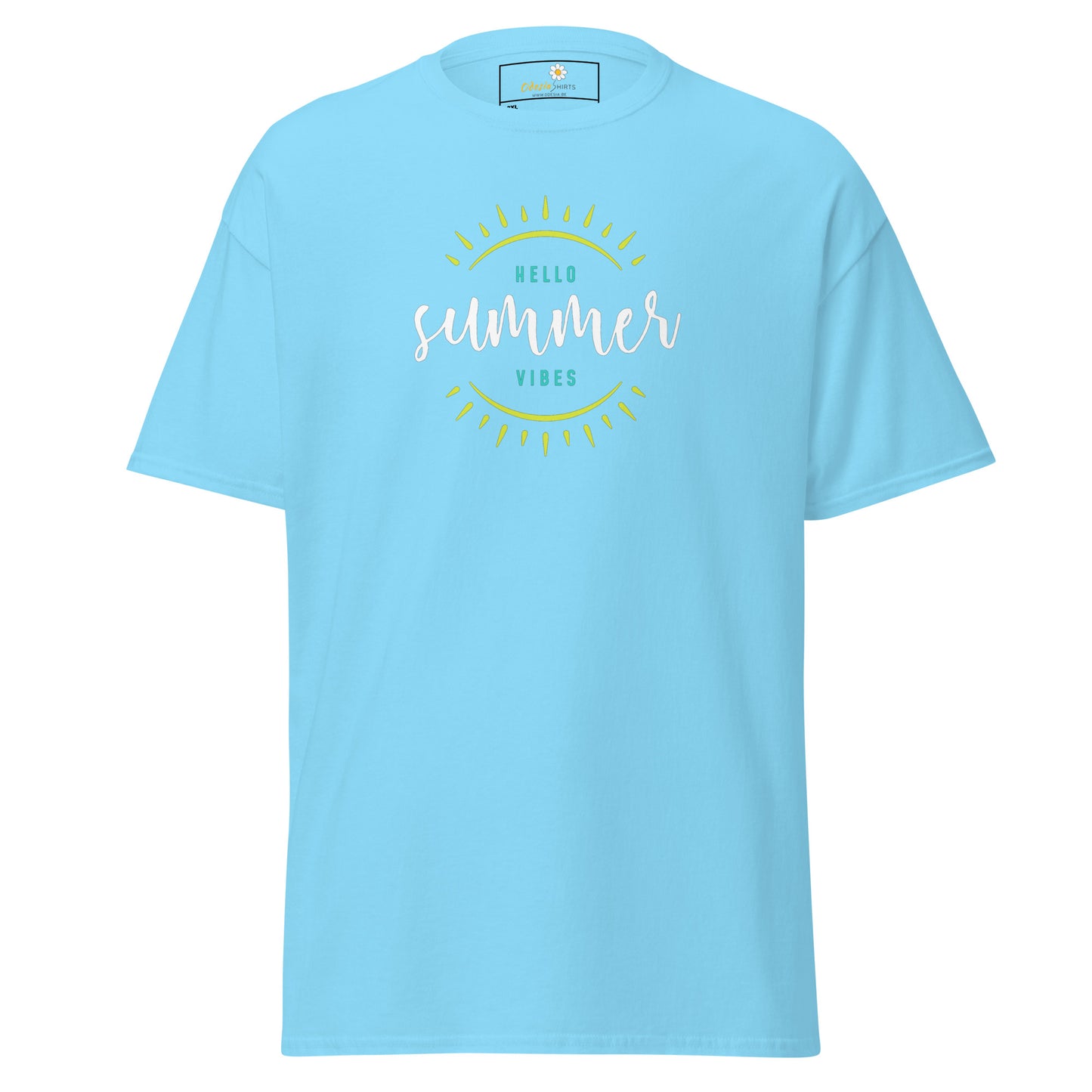 Klassiek heren t-shirt - SUMMER HELLO VIBES - GROOT