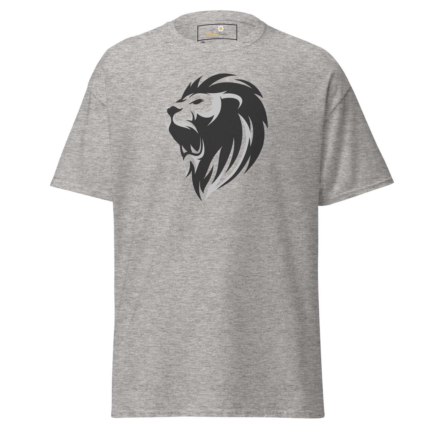 Heren klassiek t-shirt - WILDLIFE LION HEAD GREY - GROOT
