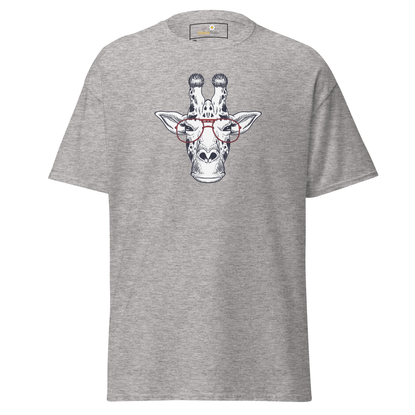 Heren klassiek t-shirt - WILDLIFE FUN GIRAFFE MET BRIL - GROOT