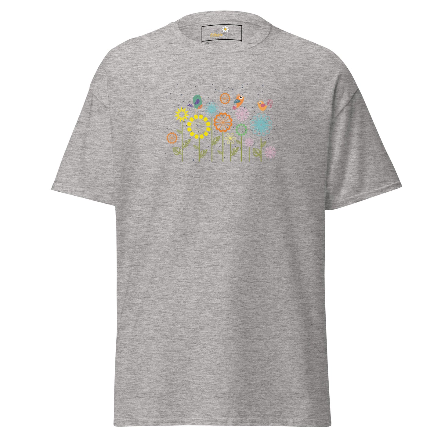 Klassieke t-shirts voor heren - DIEREN VOGELS OP BLOEMEN - GROOT