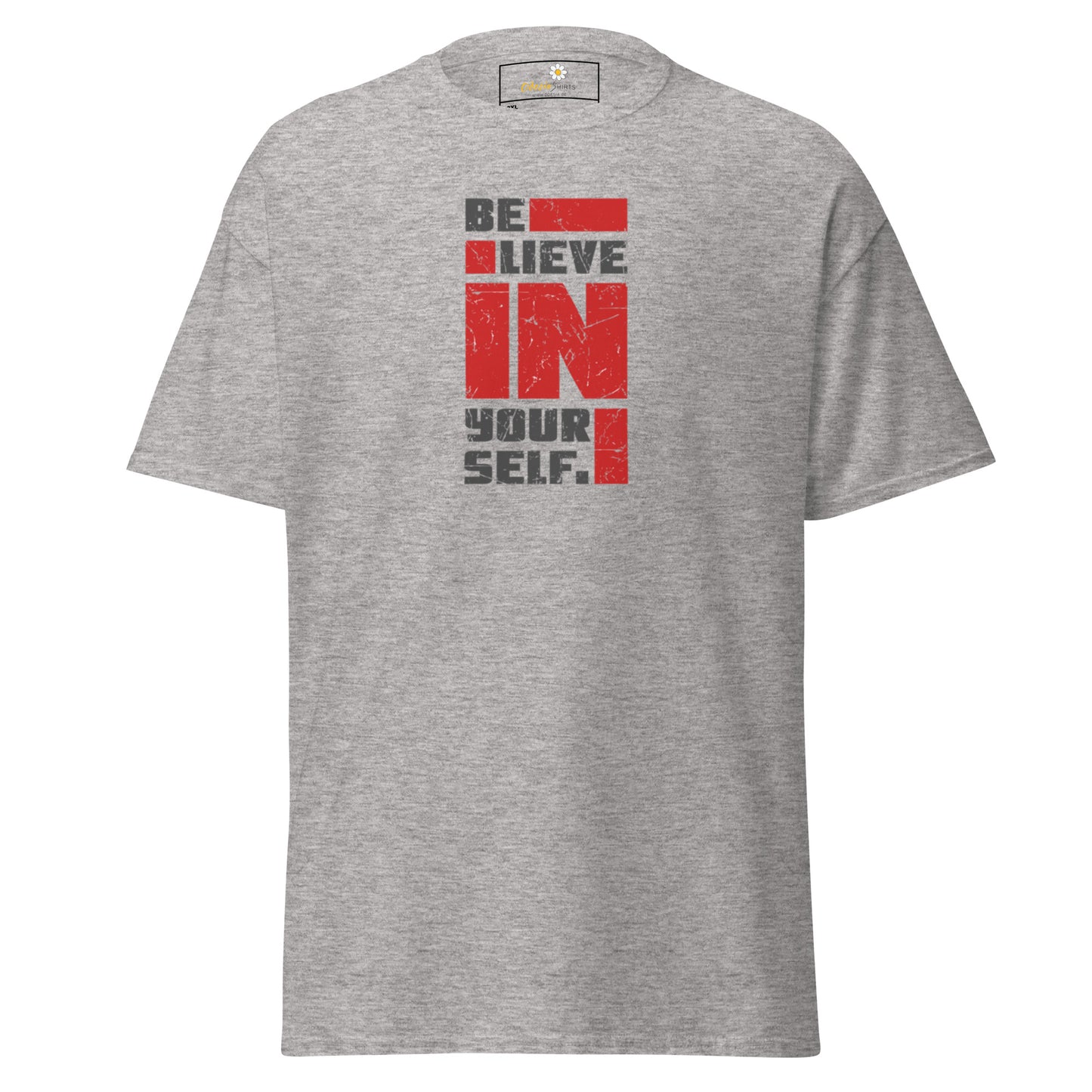 Heren klassiek t-shirt - TEKST POSITIEF GELOOF IN JEZELF - GROOT