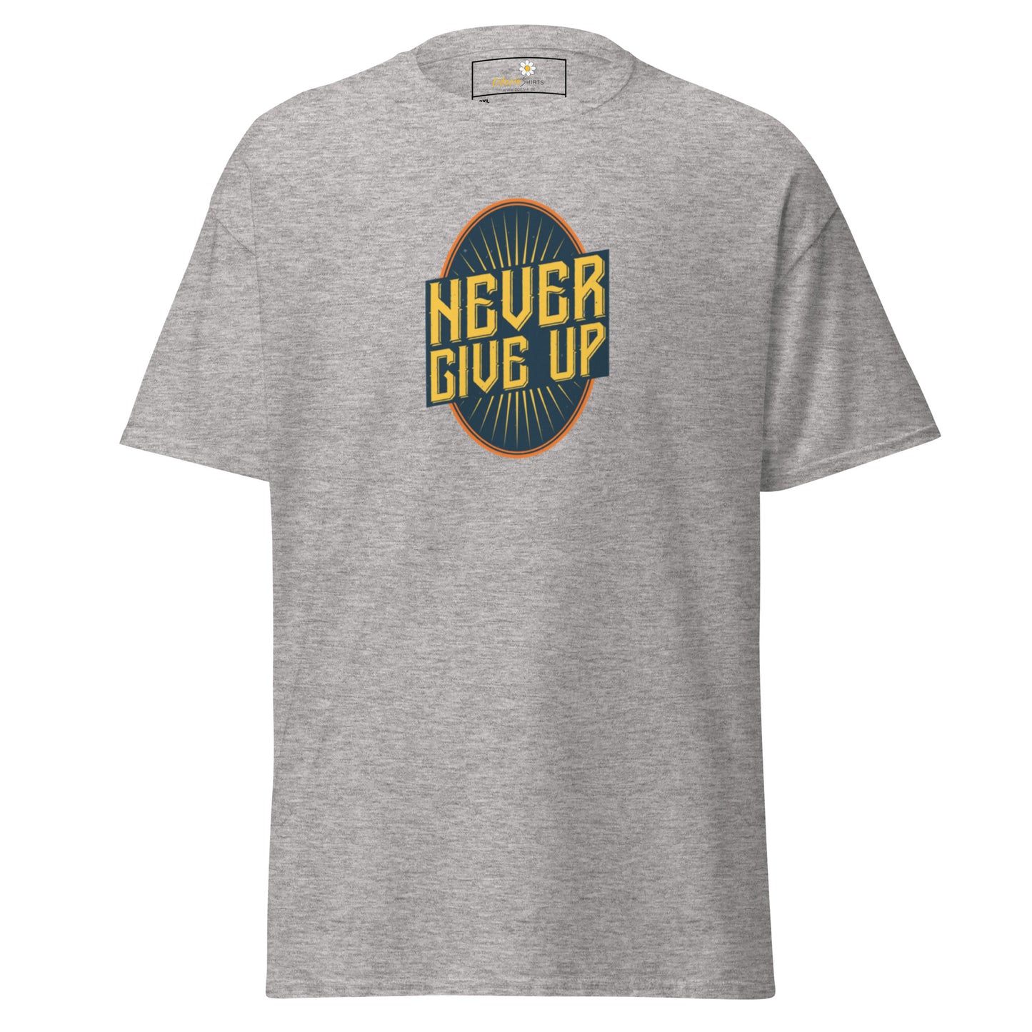 T-shirt classique pour homme - Texte NEVER GIVE UP - GRAND