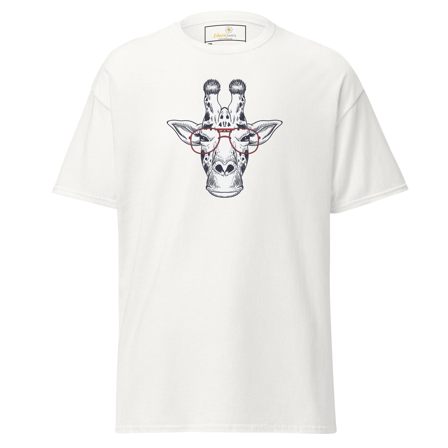 Heren klassiek t-shirt - WILDLIFE FUN GIRAFFE MET BRIL - GROOT