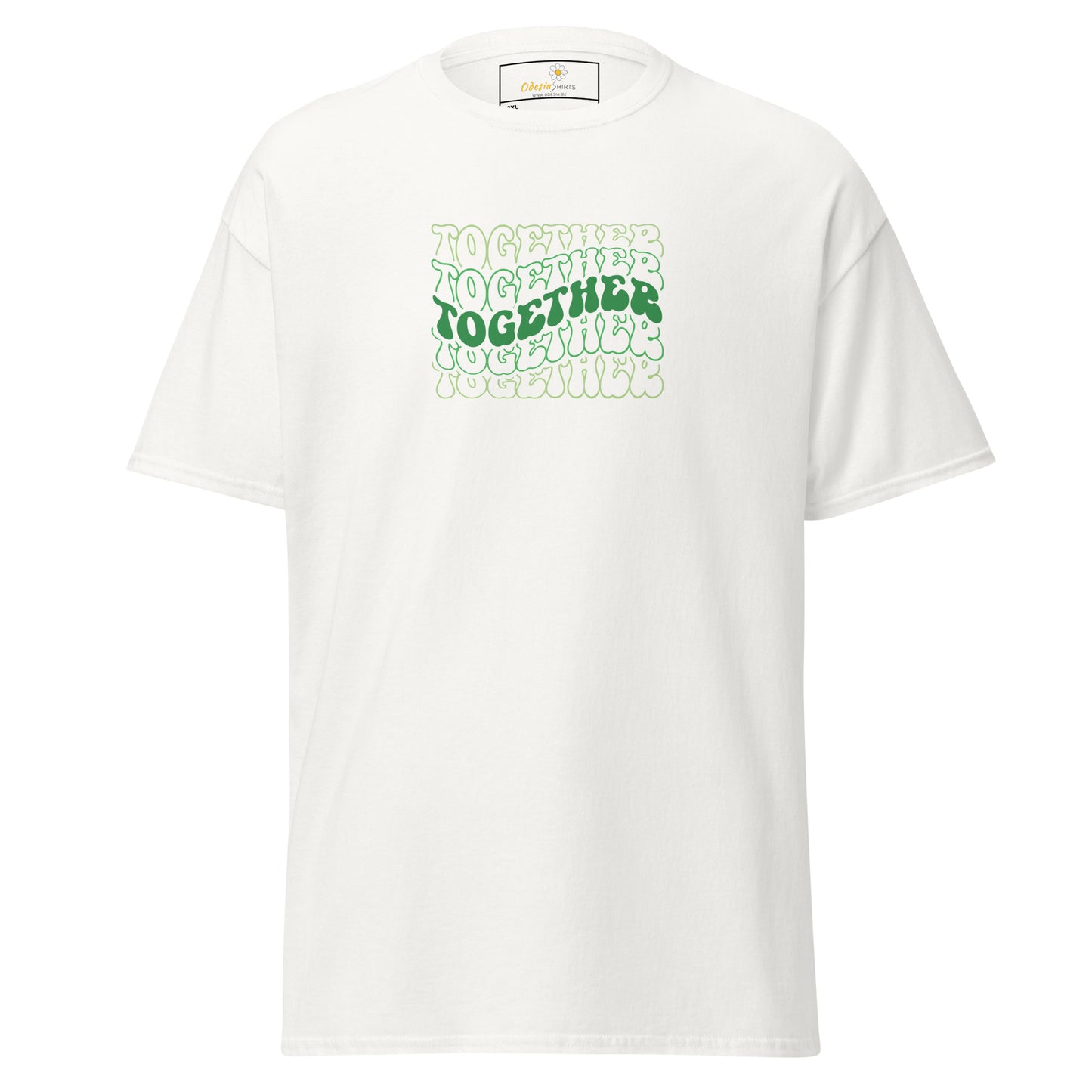 Heren klassiek t-shirt - TEXT POSITIVE TOGETHER - GROOT