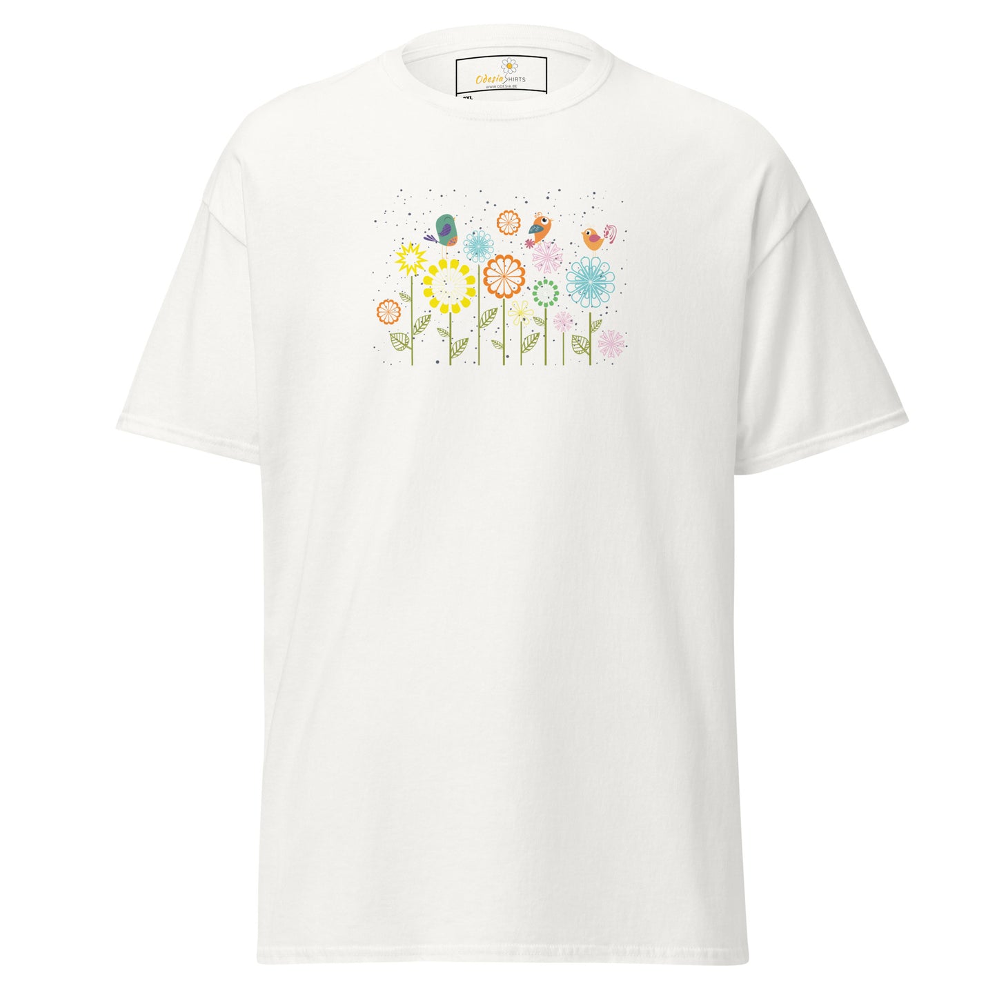 Klassieke t-shirts voor heren - DIEREN VOGELS OP BLOEMEN - GROOT