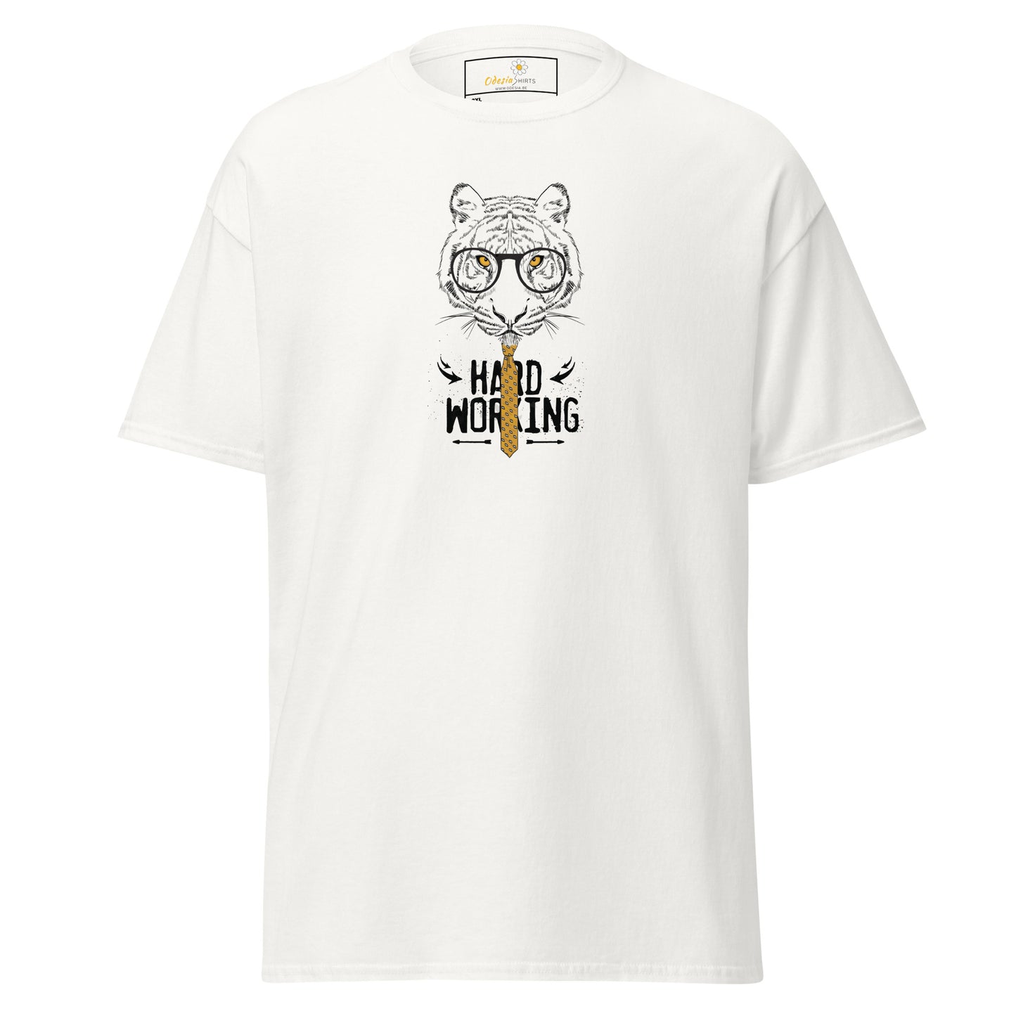 Heren klassiek t-shirt - WILDLIFE TIGER HARD WORKING - GROOT