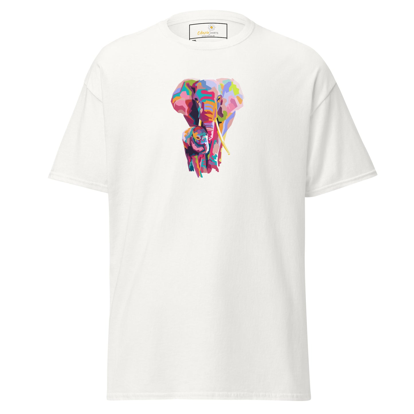 Klassiek heren t-shirt - WILDLIFE KLEURRIJKE OLIFANTEN - GROOT
