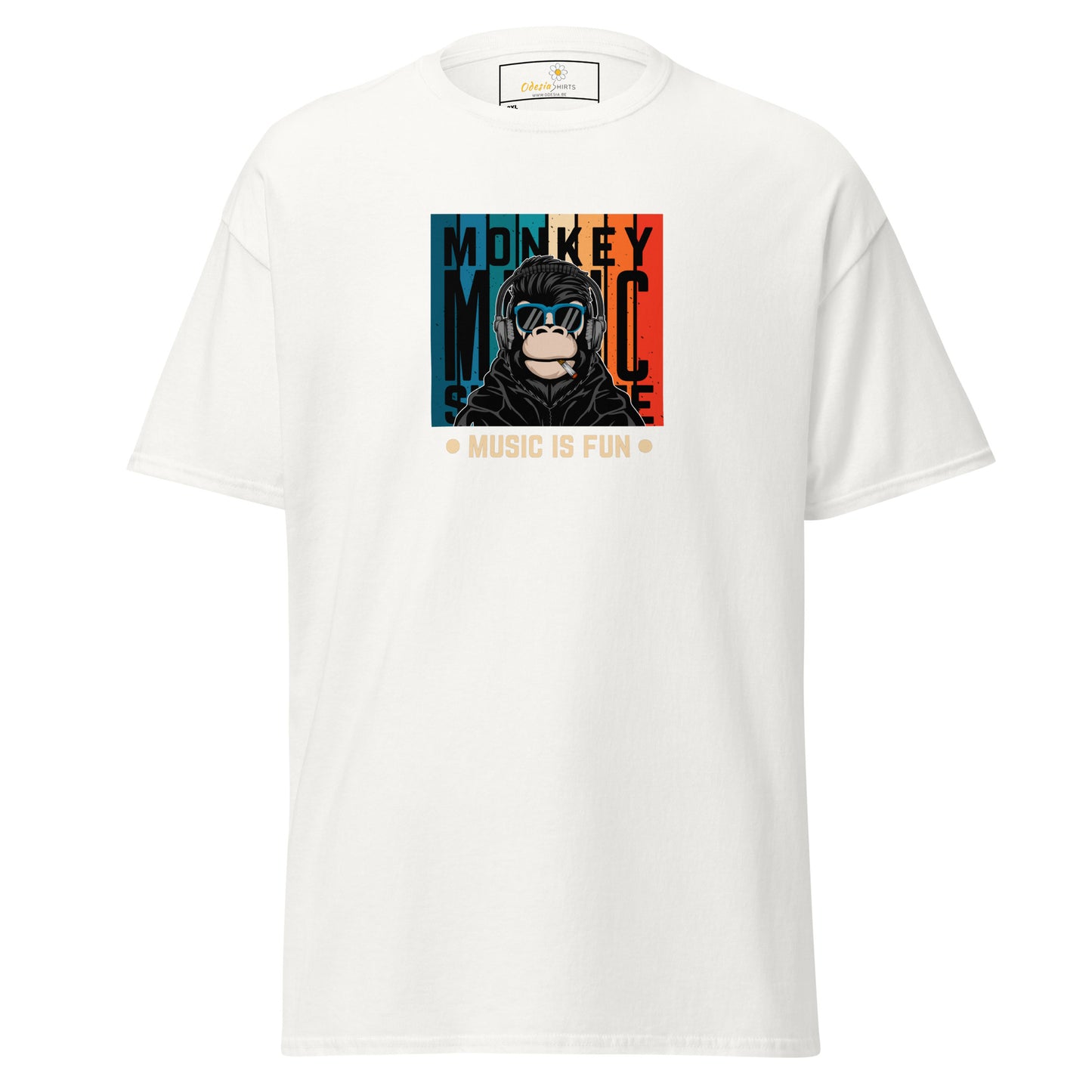 Unisex klassiek t-shirt - MUZIEK AAP IS LEUK - GROOT