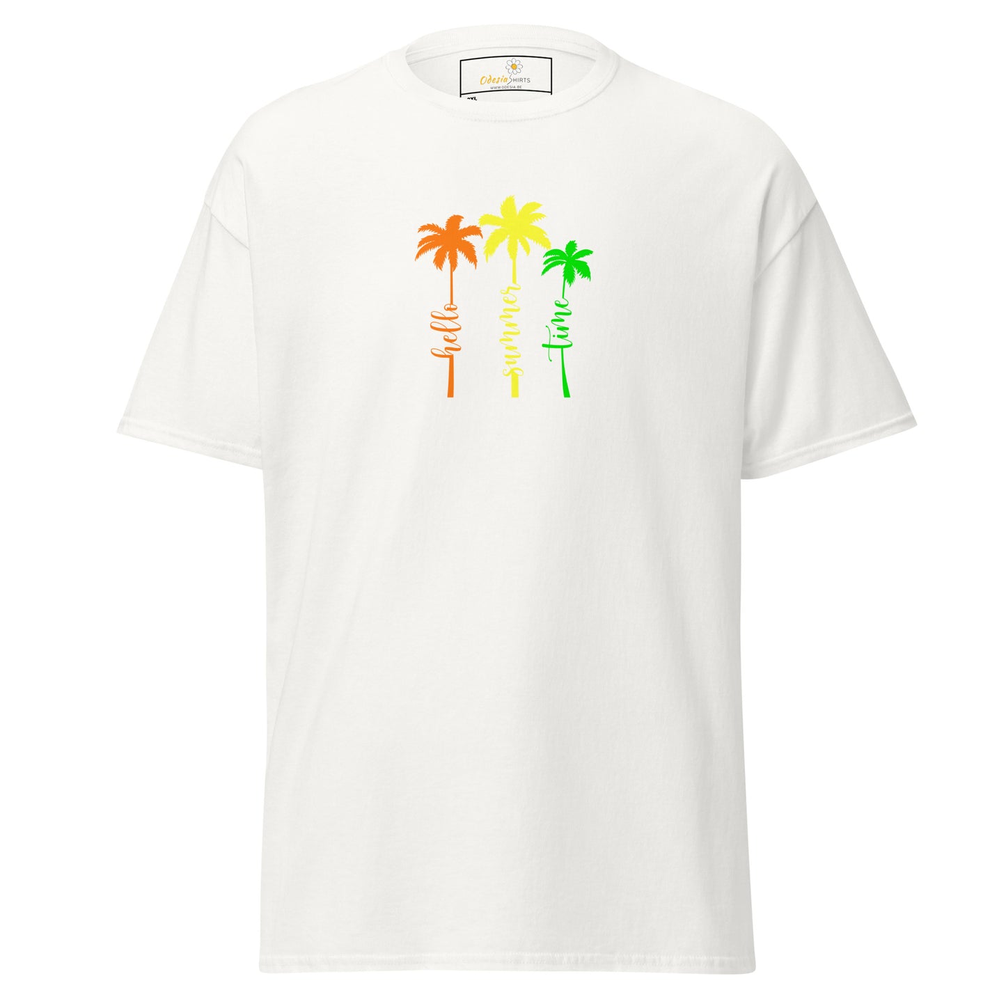 Klassiek heren t-shirt - SUMMER HELLO TIMES - GROOT