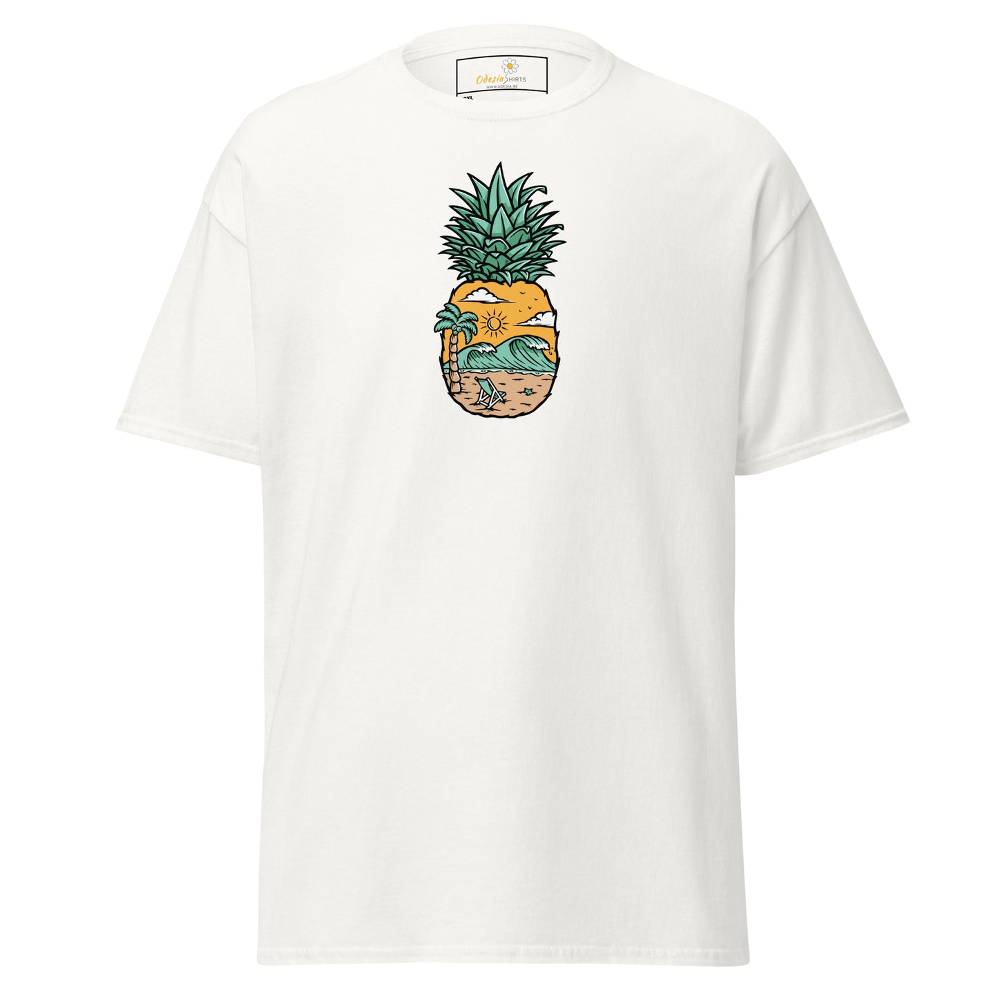 Klassiek heren t-shirt - SUMMER PINEAPPLE VIEW - GROOT