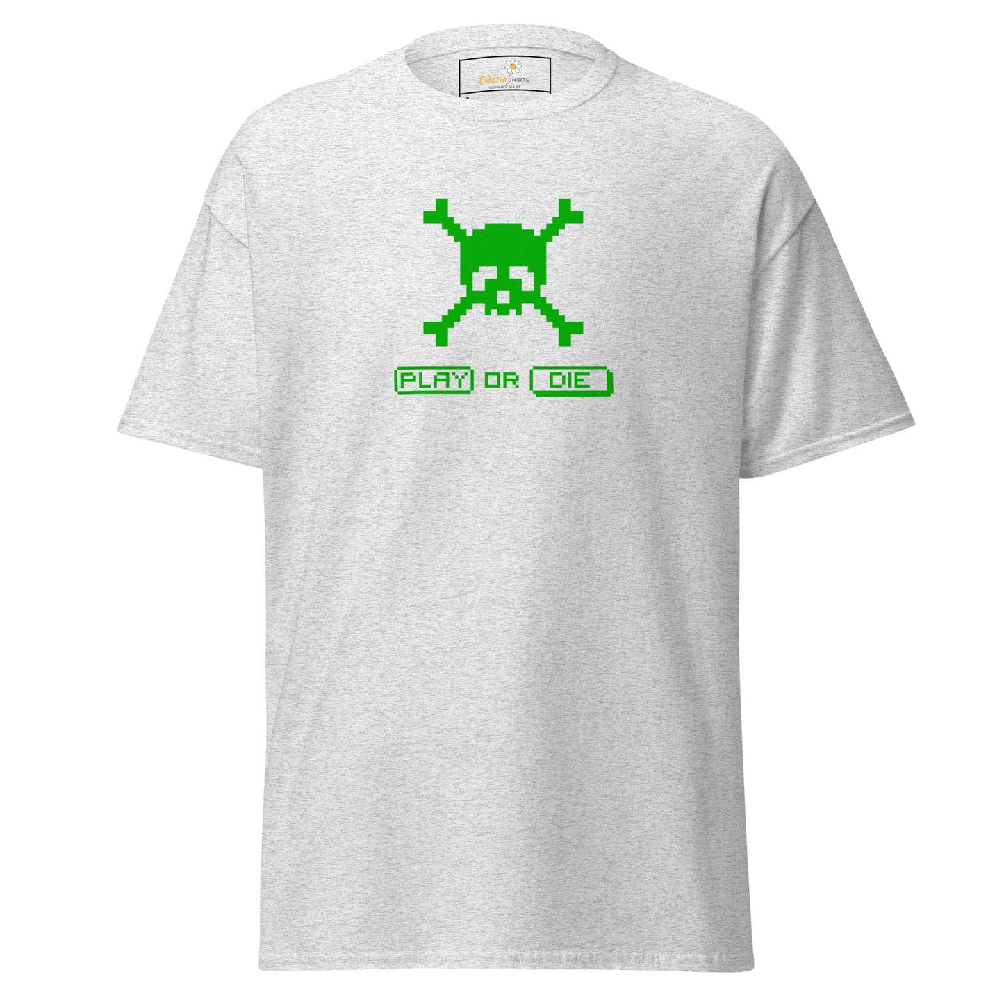 Unisex classic t-shirt - SKULL PLAY OR DIE - REGULAR - Ash / S