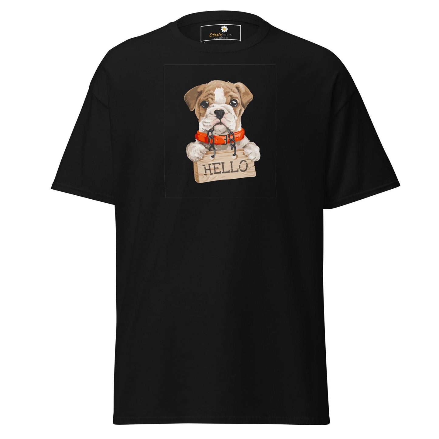 Unisex classic t-shirt - ANIMALS HELLO PUPPY - REGULAR - Black / S
