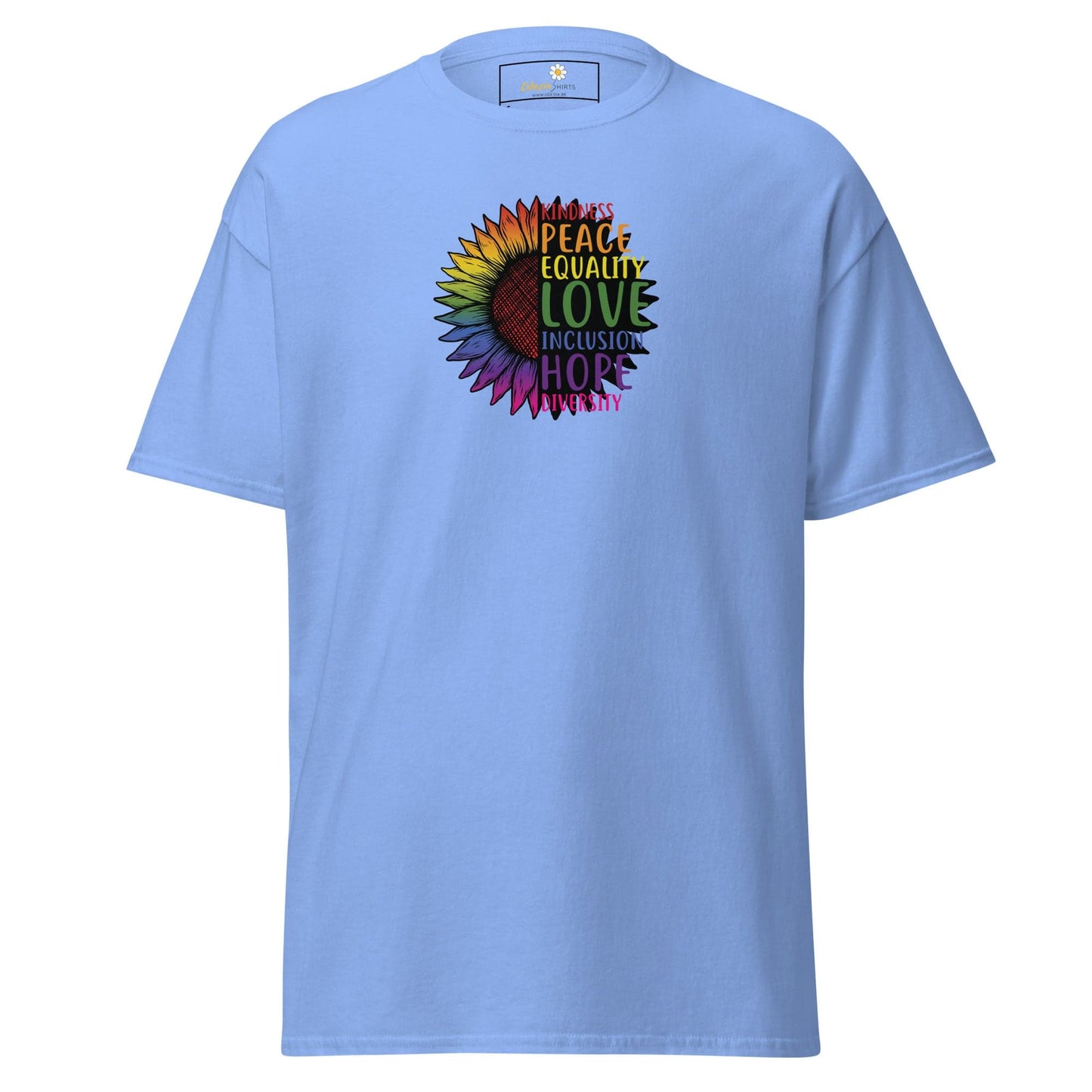 Unisex classic t-shirt - LGBTQ PEACE AND LOVE - REGULAR - Carolina Blue / S
