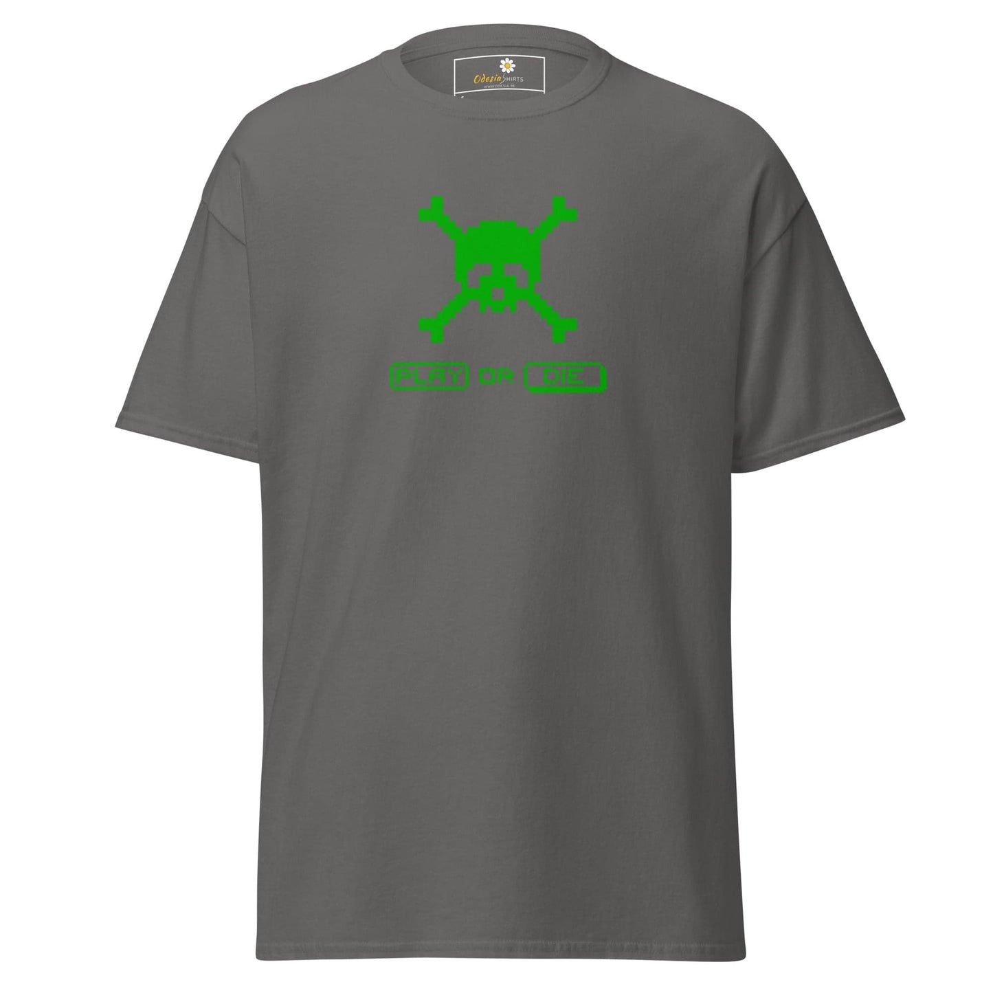 Unisex classic t-shirt - SKULL PLAY OR DIE - REGULAR - Charcoal / S