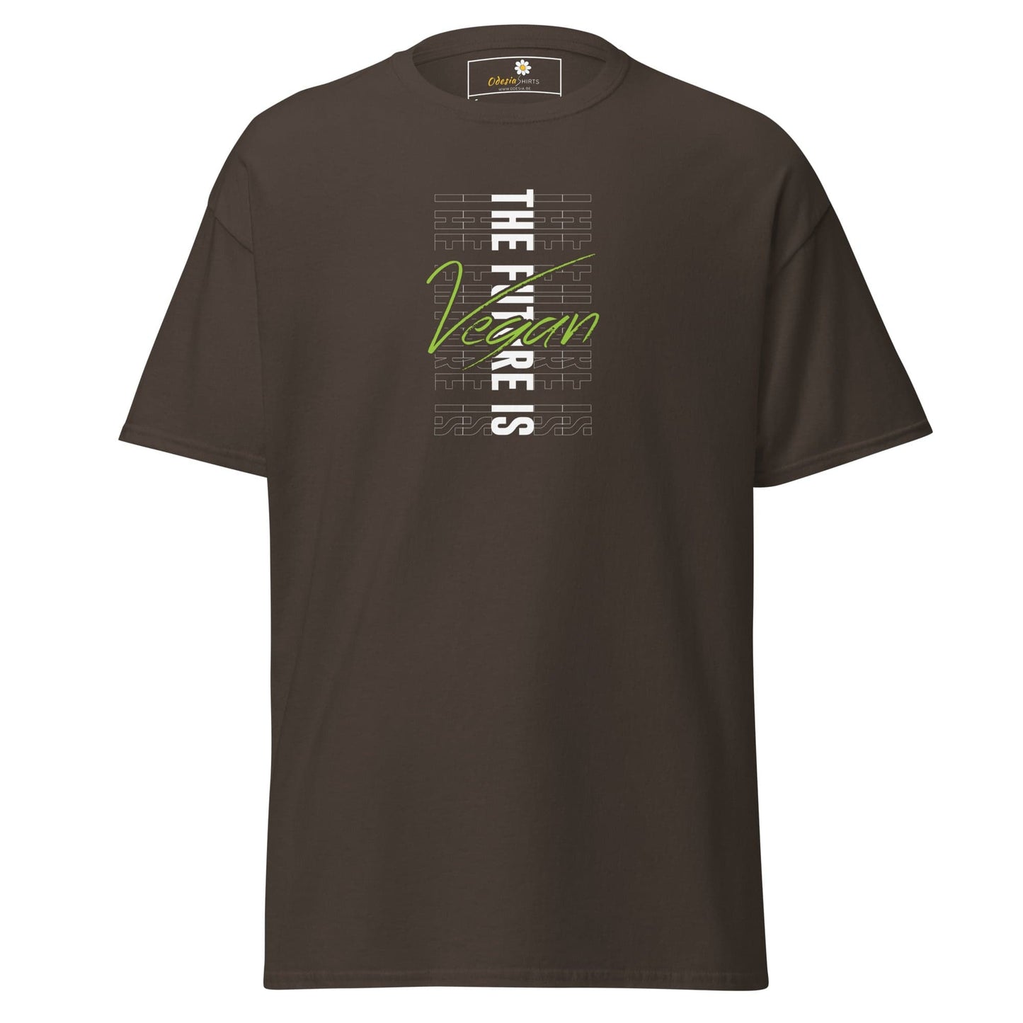 Unisex classic tee - GREEN THE FUTURE IS VEGAN - REGULAR - Dark Chocolate / S