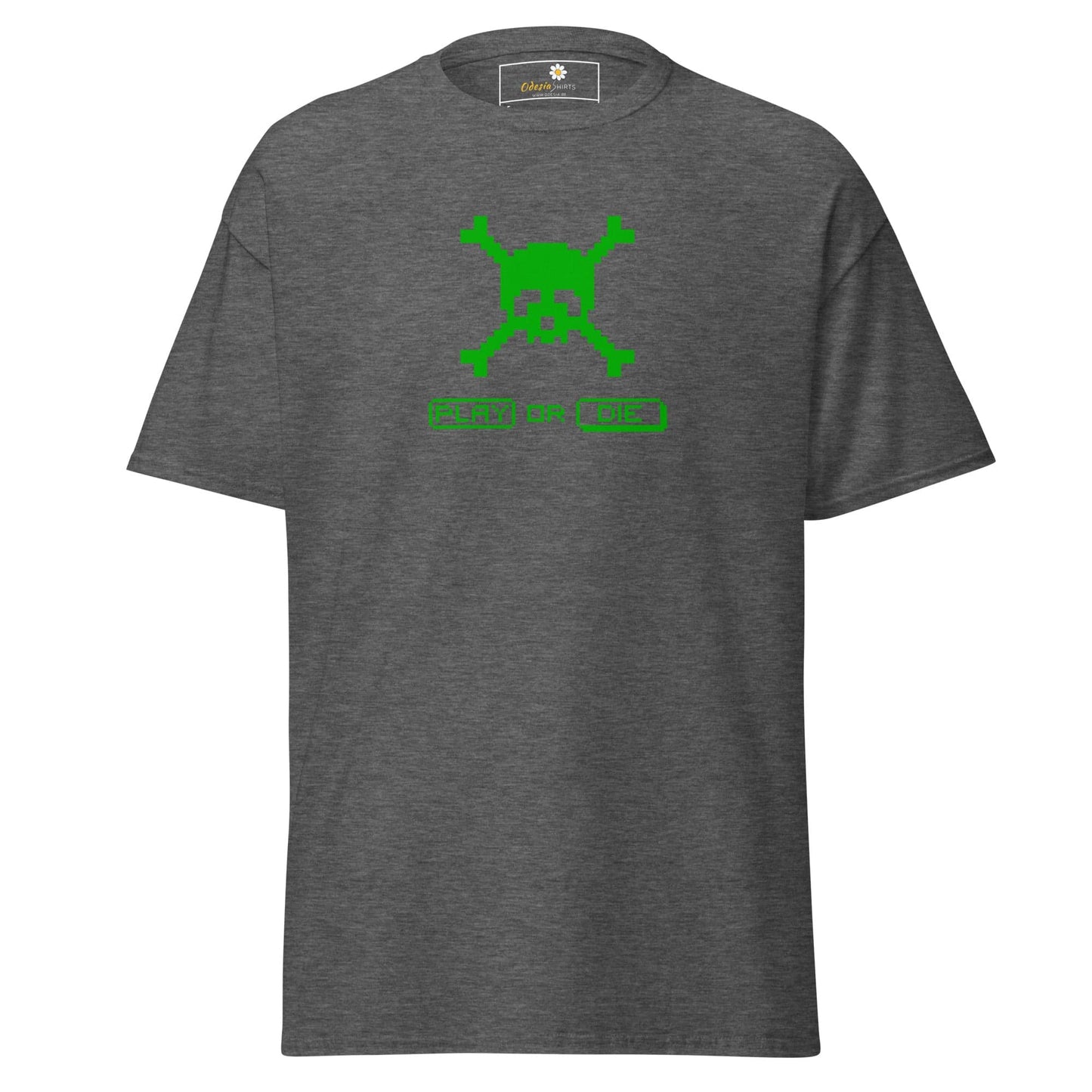 Unisex classic t-shirt - SKULL PLAY OR DIE - REGULAR - Dark Heather / S