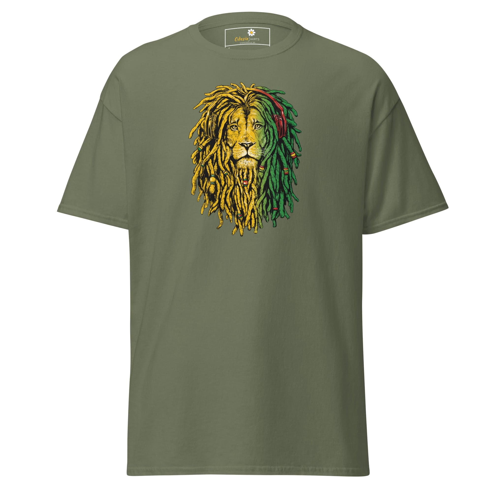 Unisex classic t-shirt - WILD LIFE REGGAE LION - REGULAR - Military Green / S
