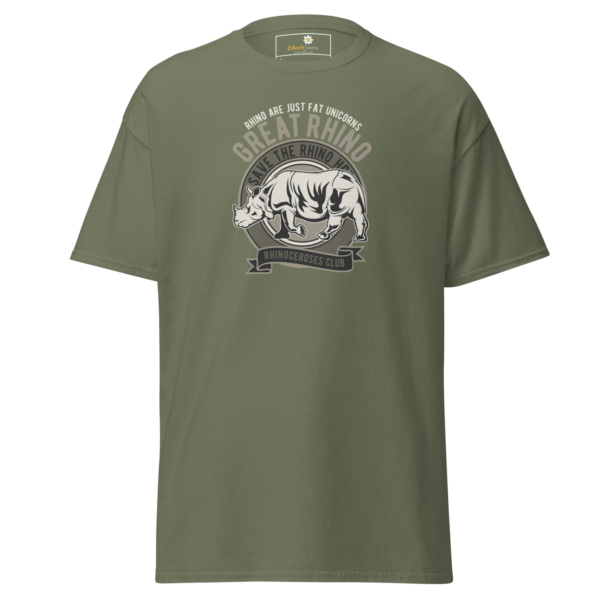 Unisex classic t-shirt - WILD LIFE GREAT RHINO - REGULAR - Military Green / S