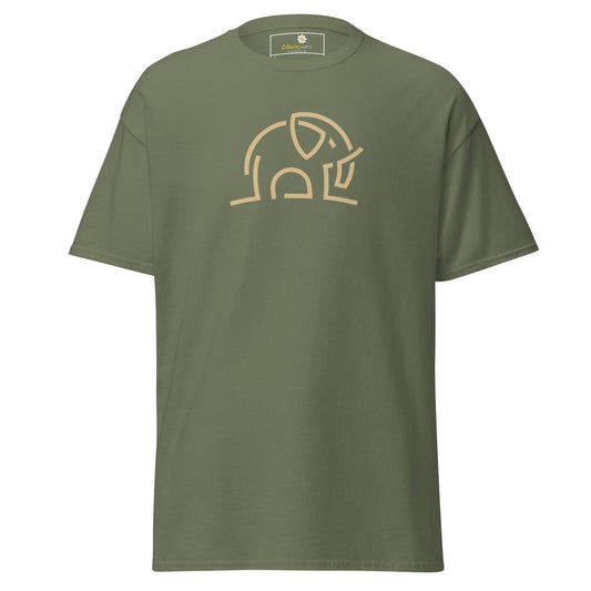 Unisex classic tee - WILD LIFE ELEPHANT LINES - Military Green / S