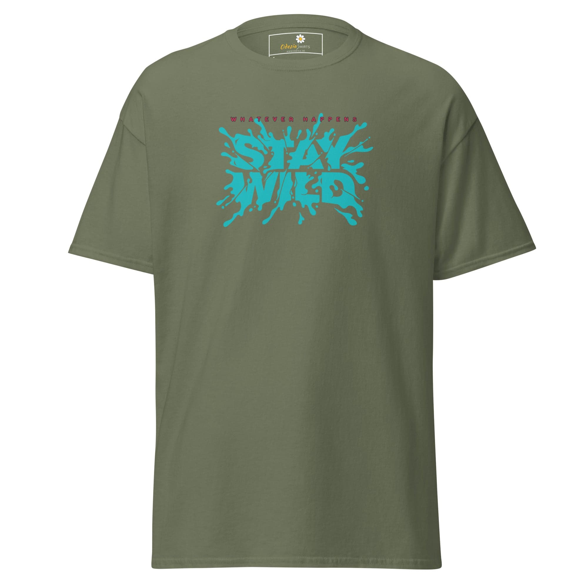 Unisex classic t-shirt - TEXT STAY WILD - REGULAR - Military Green / S