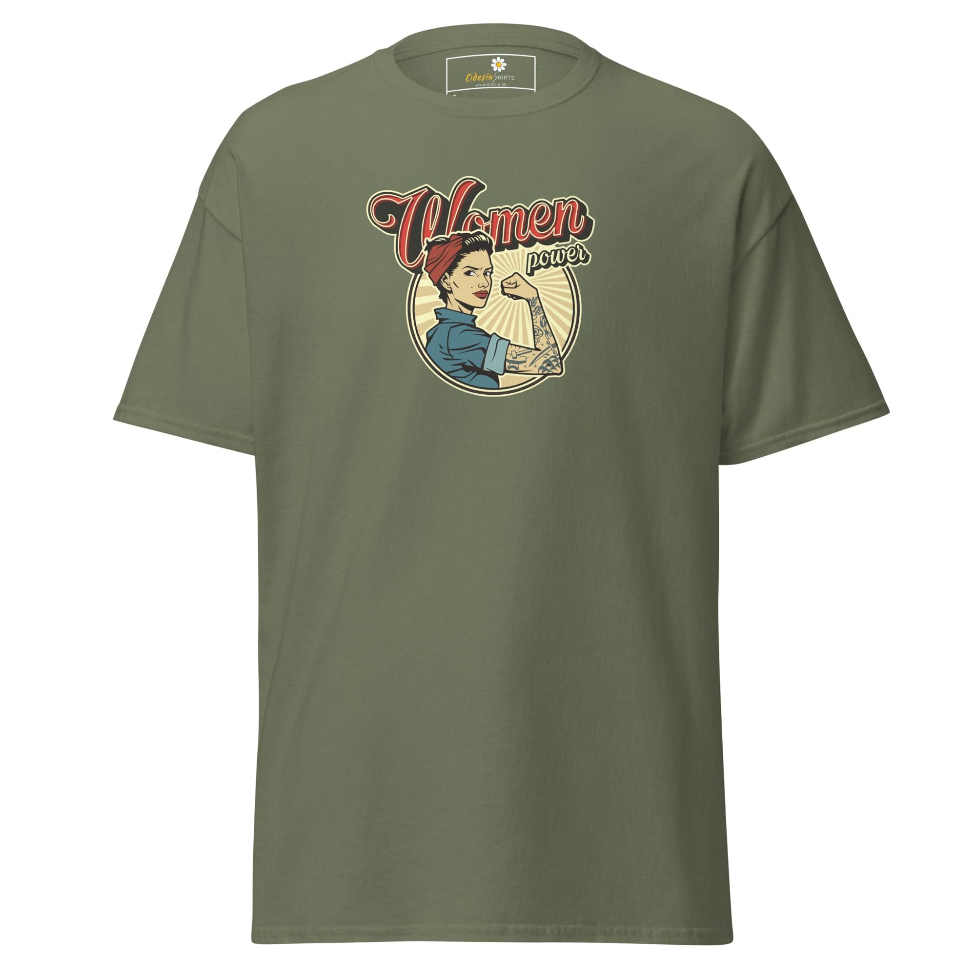 Unisex classic t-shirt - VINTAGE WOMEN POWER - REGULAR - Military Green / S
