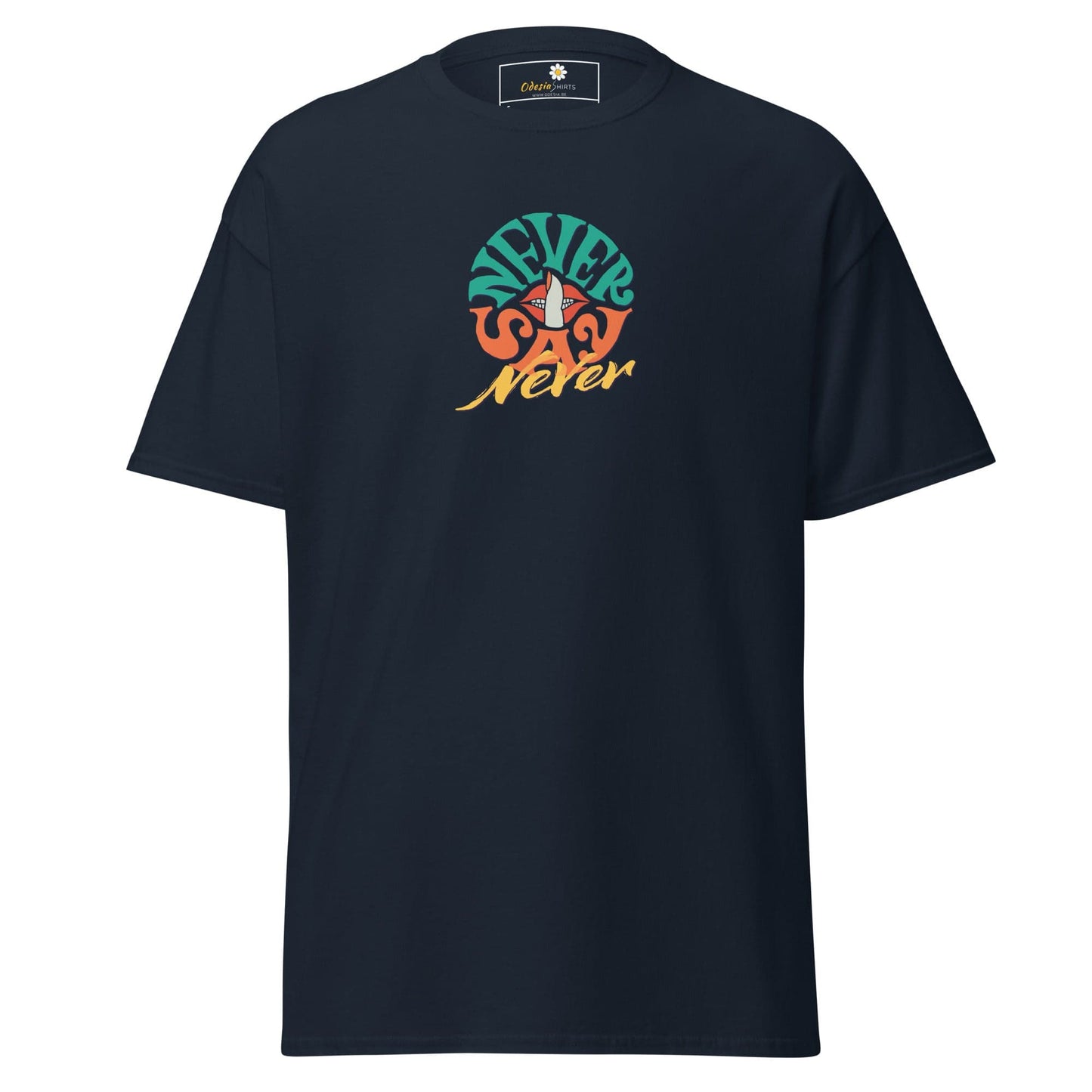 Unisex classic t-shirt - TEXT NEVER SAY NEVER - REGULAR - Navy / S