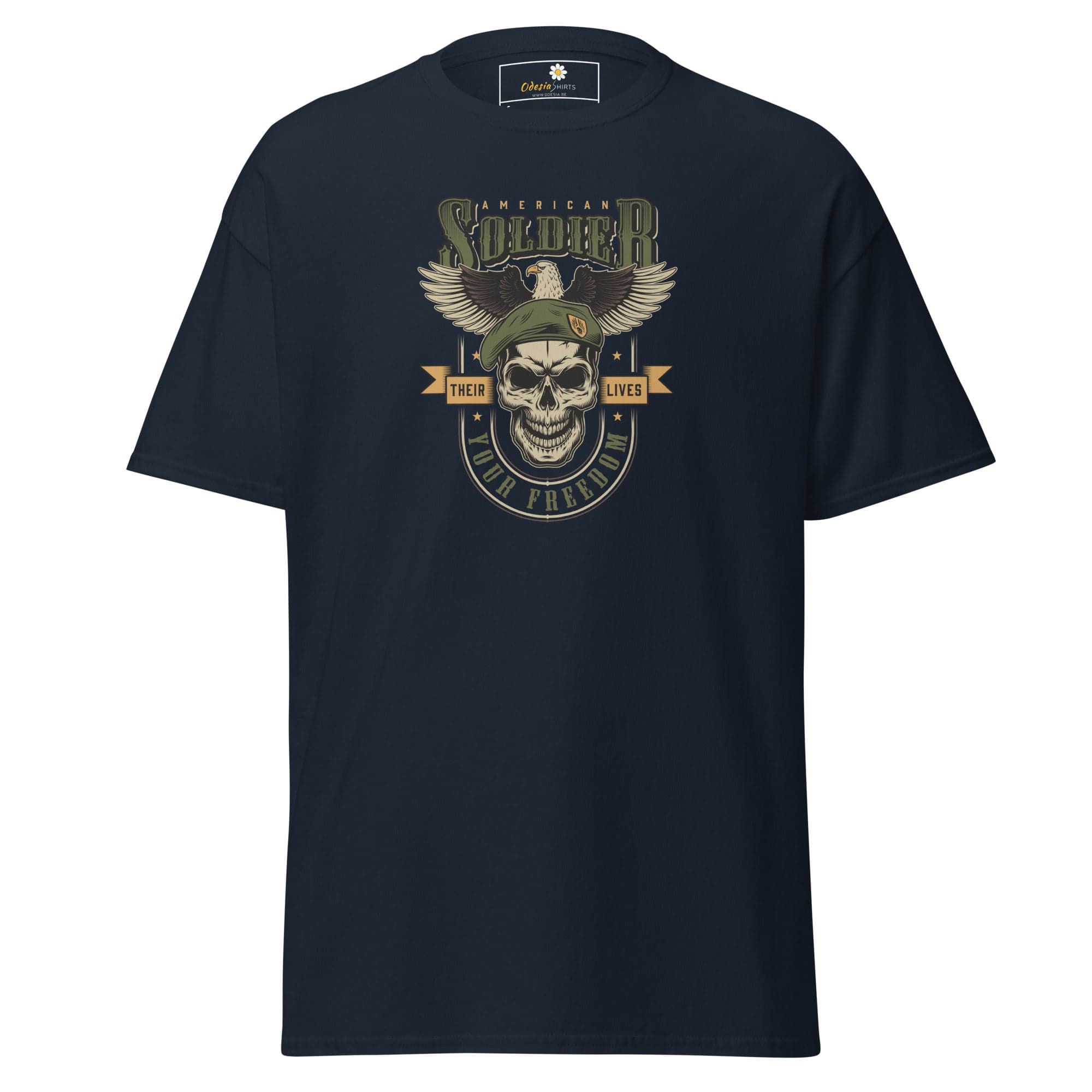 Unisex classic tee - SKULL VINTAGE AMERICAN SOLDIERS - REGULAR - Navy / S