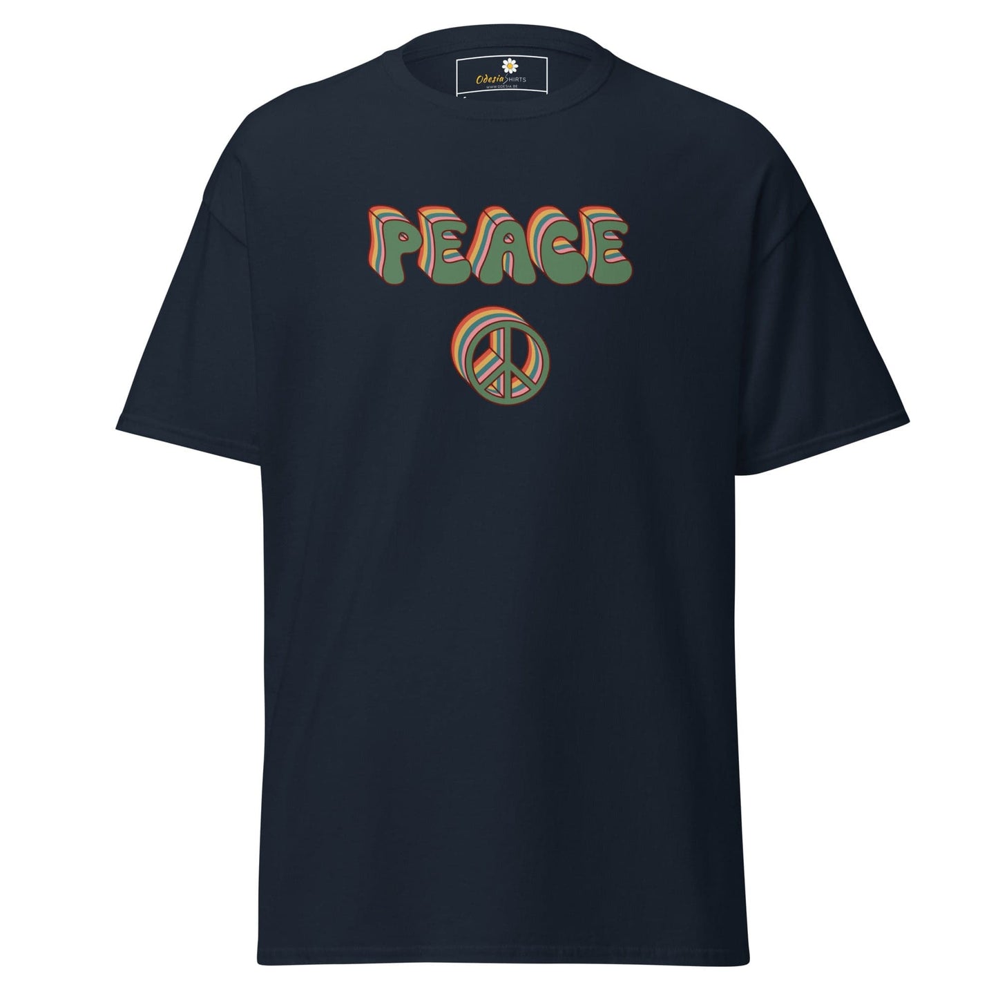 Unisex classic t-shirt - TEXT PEACE - REGULAR - Navy / S