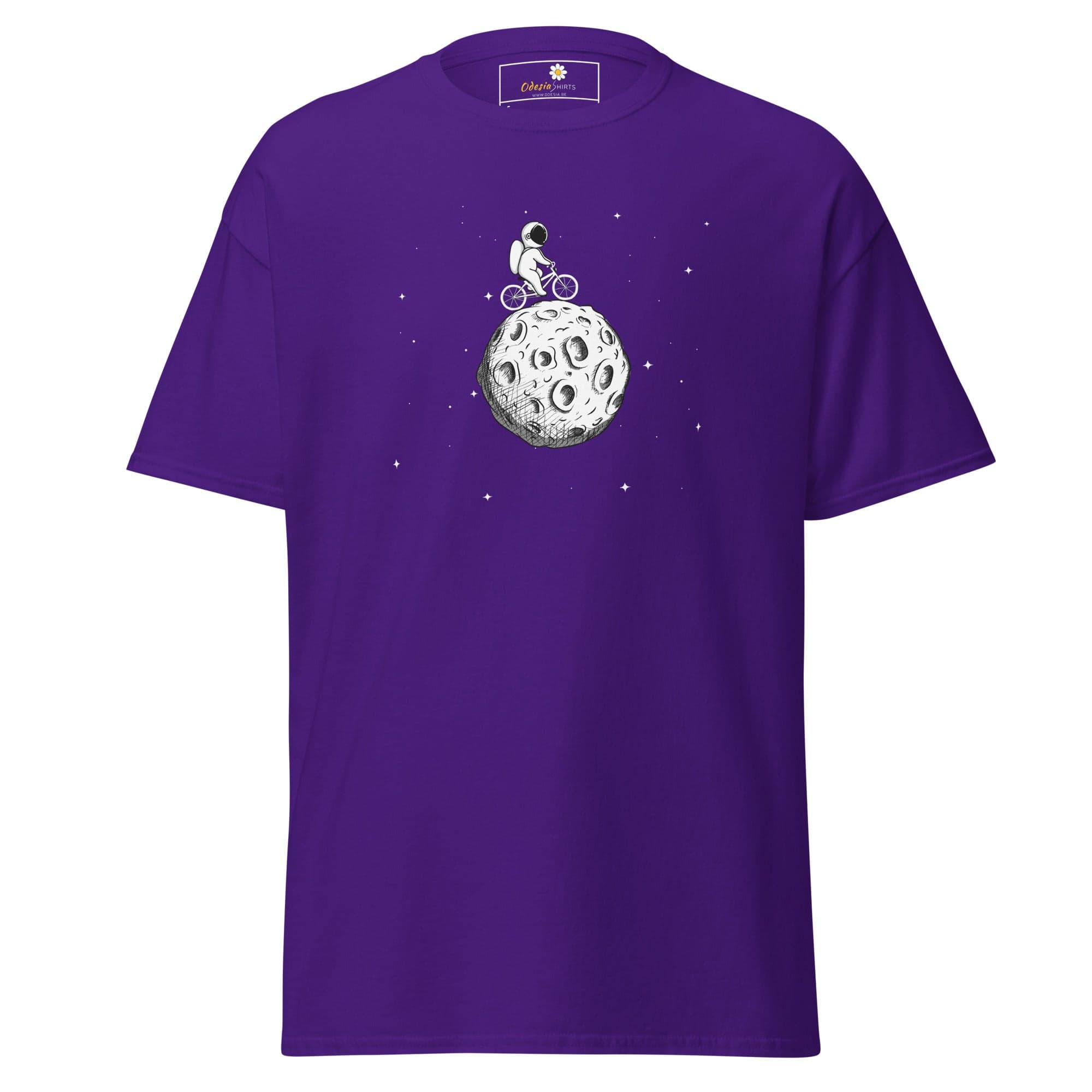 Unisex classic t-shirt - ASTRONAUT RIDING BIKE MOON - REGULAR - Purple / S