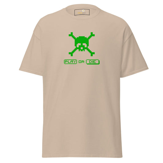 Unisex classic t-shirt - SKULL PLAY OR DIE - REGULAR - Sand / S