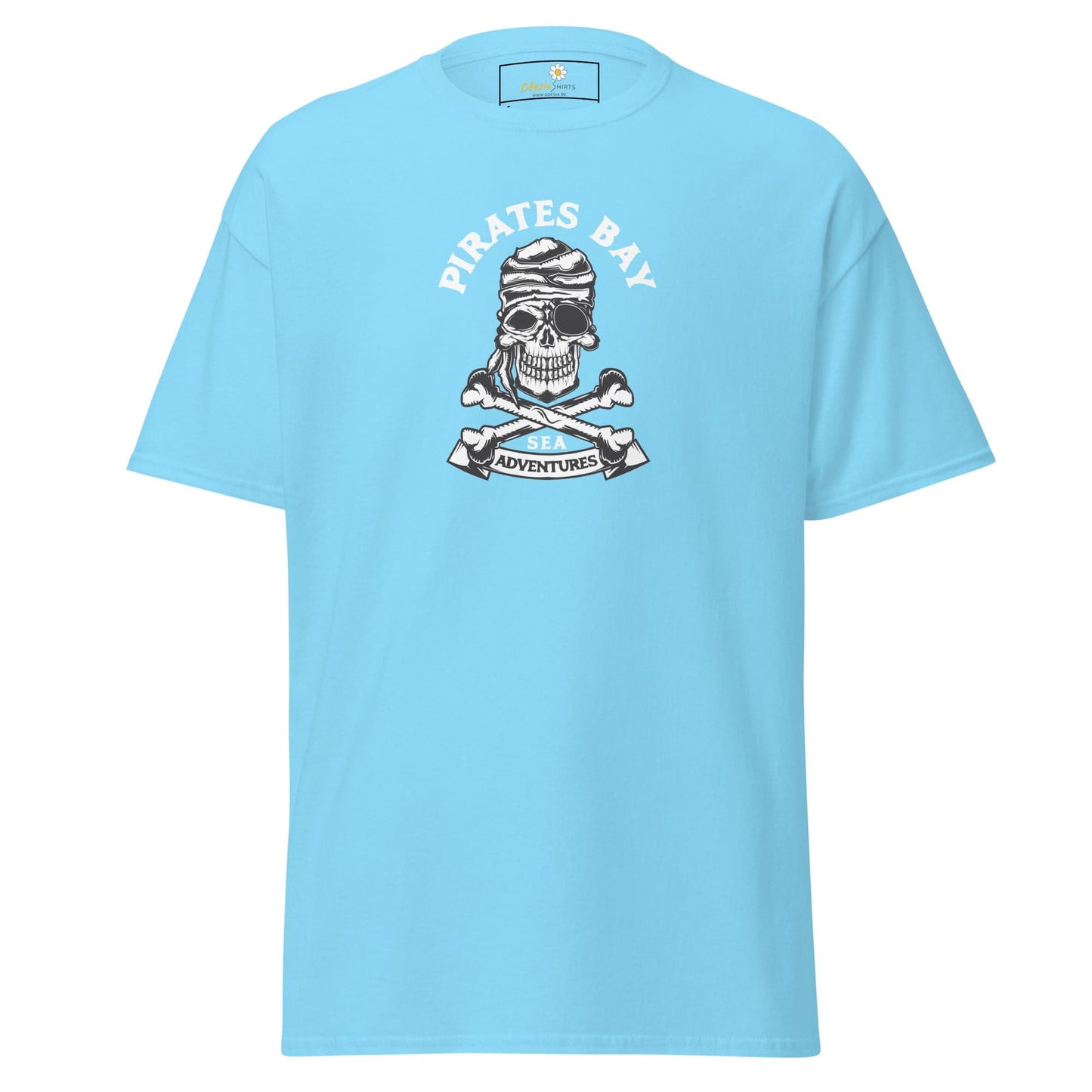 Unisex classic t-shirt - SKULL PIRATES BAY - REGULAR - Sky / S