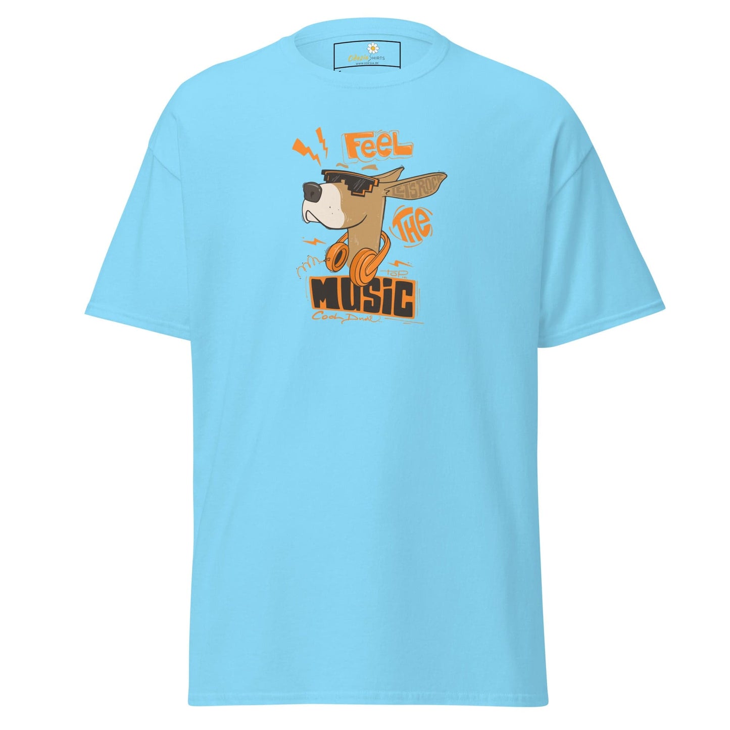 Unisex classic t-shirt - MUSIC FEEL THE MUSIC - REGULAR - Sky / S