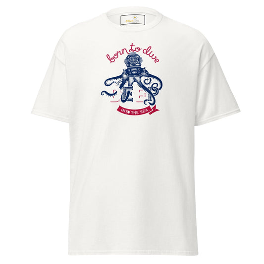 Unisex classic t-shirt - SPORT BORN TO DIVE - REGULAR - White / S