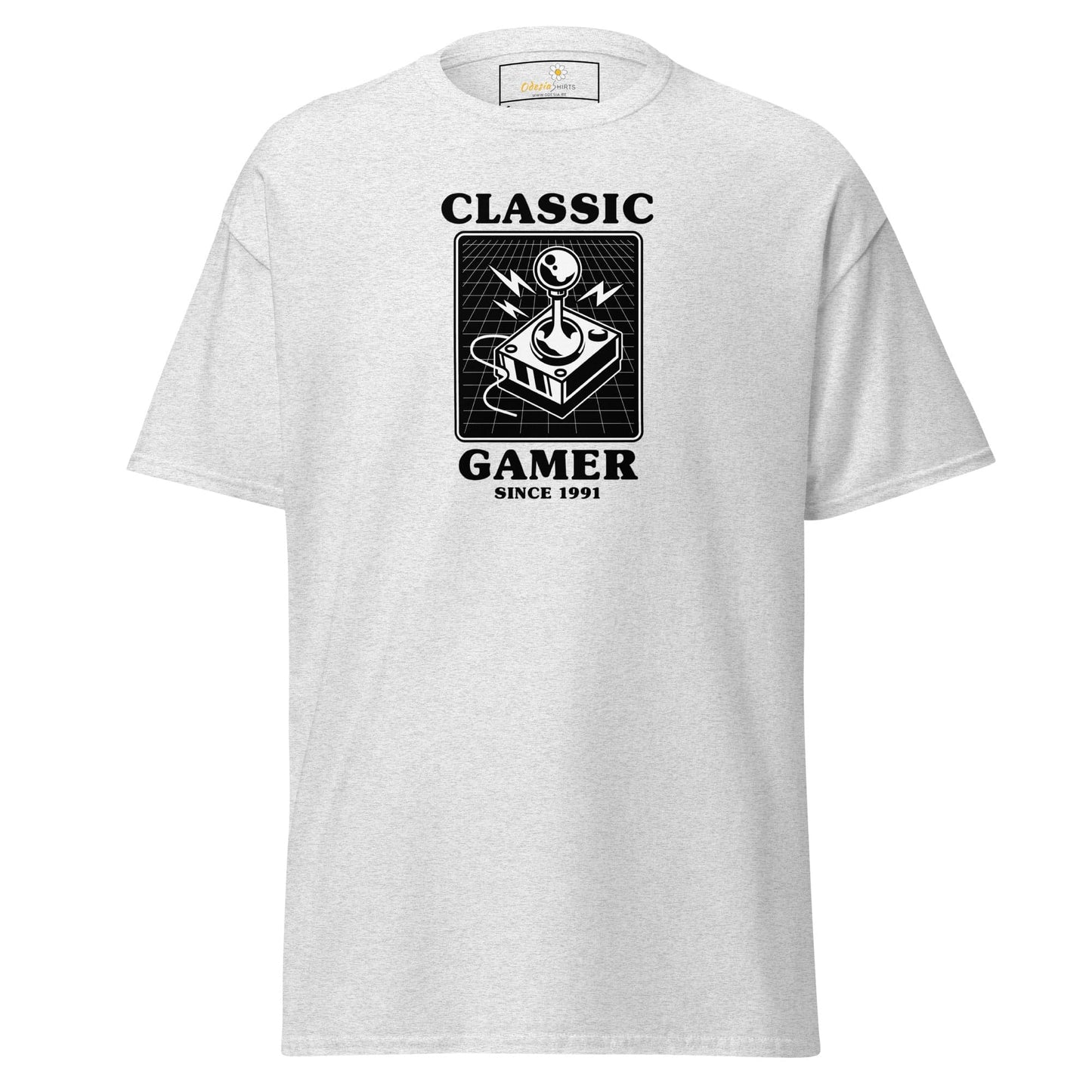White T-shirt with a classic gamer since 1991 design for men and women in sizes S to XL
