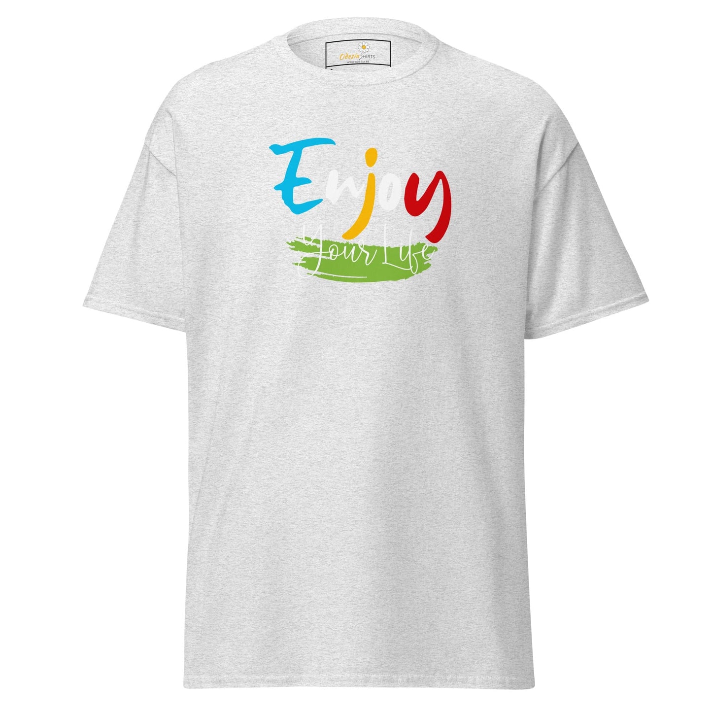 Unisex classic t-shirt - POSITIVE ENJOY YOUR LIFE - REGULAR - Ash / S