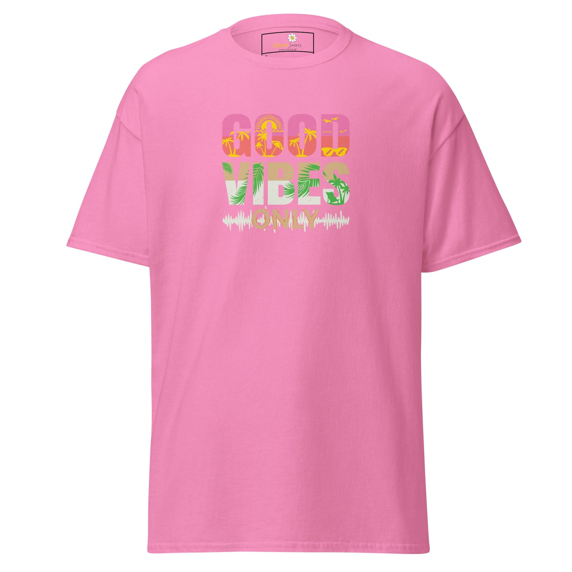Unisex classic t-shirt - TEXT POSITIVE GOOD VIBES ONLY - REGULAR - Azalea / S