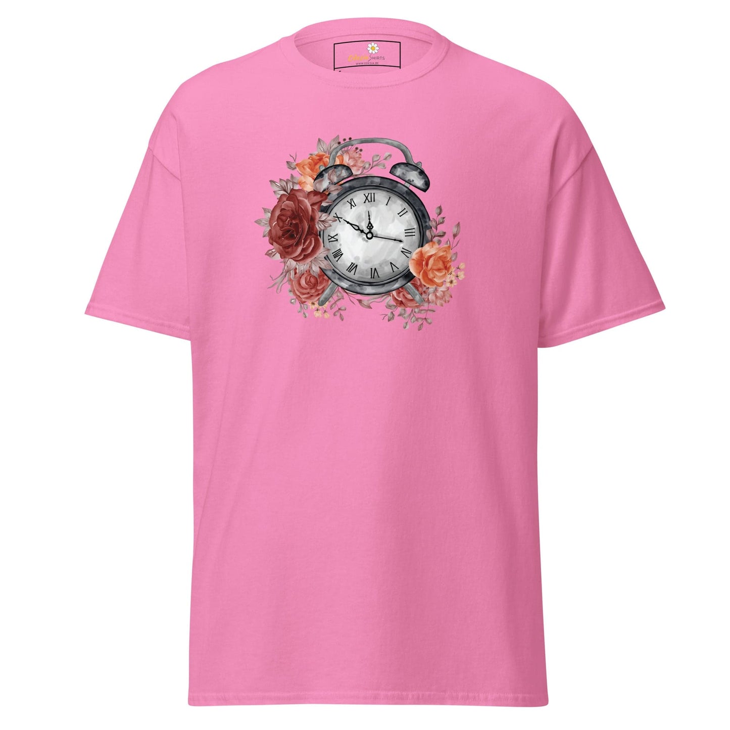 Unisex classic t-shirt - FANTASY CLOCK TIME FLOWERS - REGULAR - Azalea / S