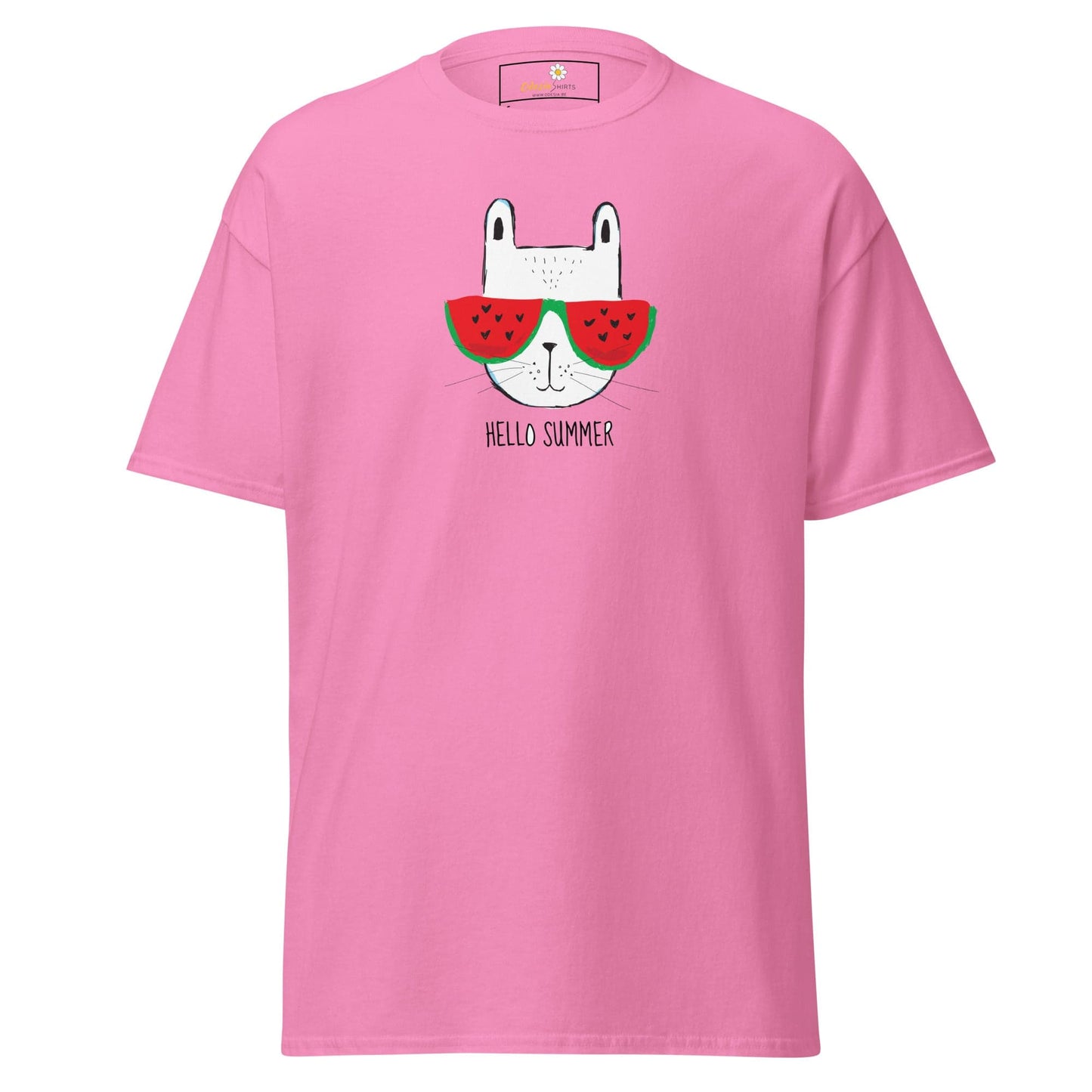 Unisex classic t-shirt - SUMMER HELLO CAT - REGULAR - Azalea / S