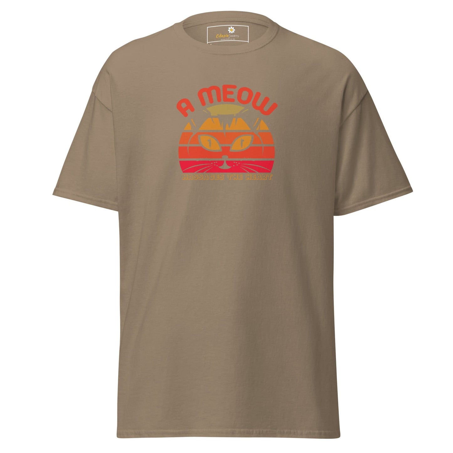 Unisex classic t-shirt - ANIMALS A CAT MASSAGES HEART - REGULAR - Brown Savana / S
