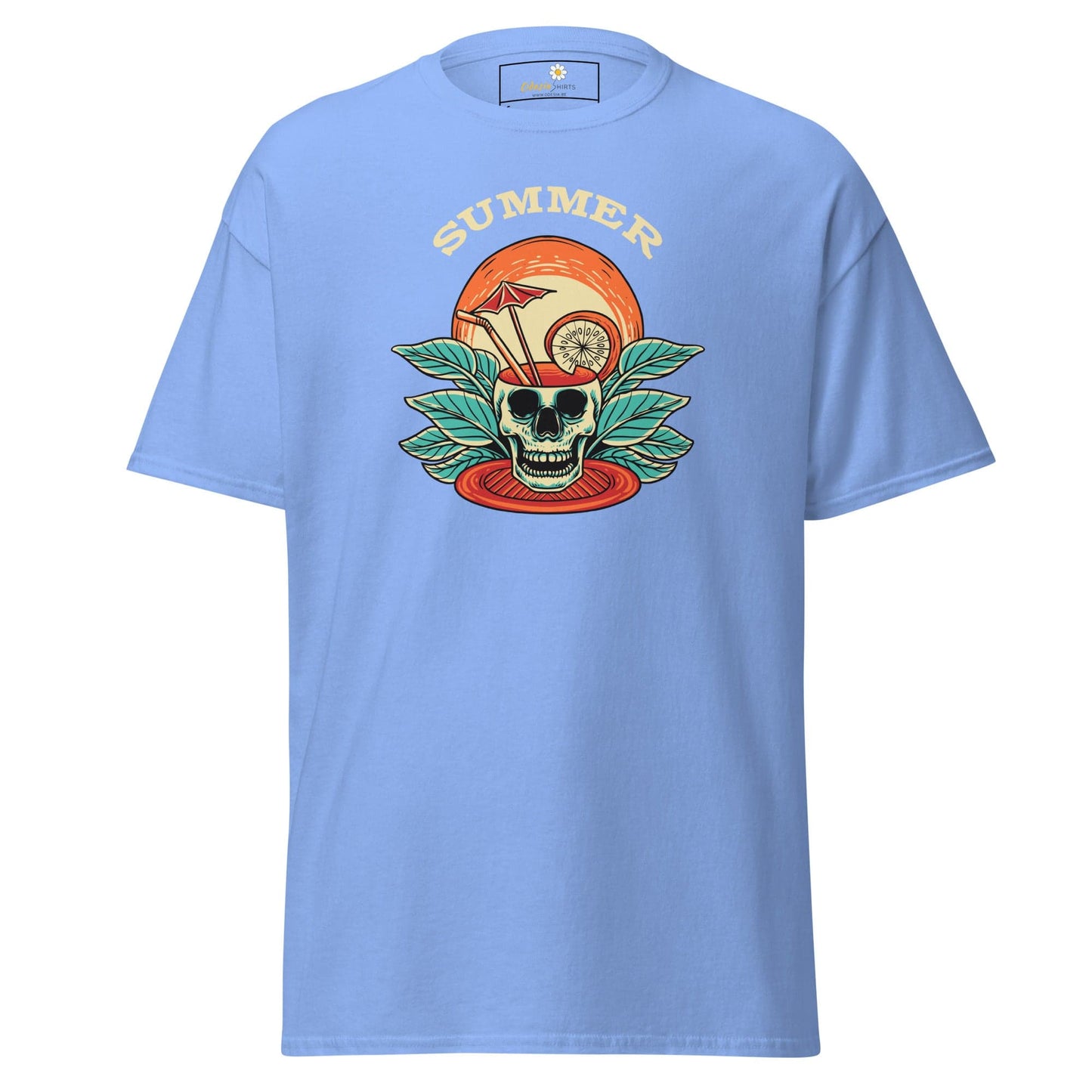 Unisex classic t-shirt - SKULL SUMMER DRINK - REGULAR - Carolina Blue / S