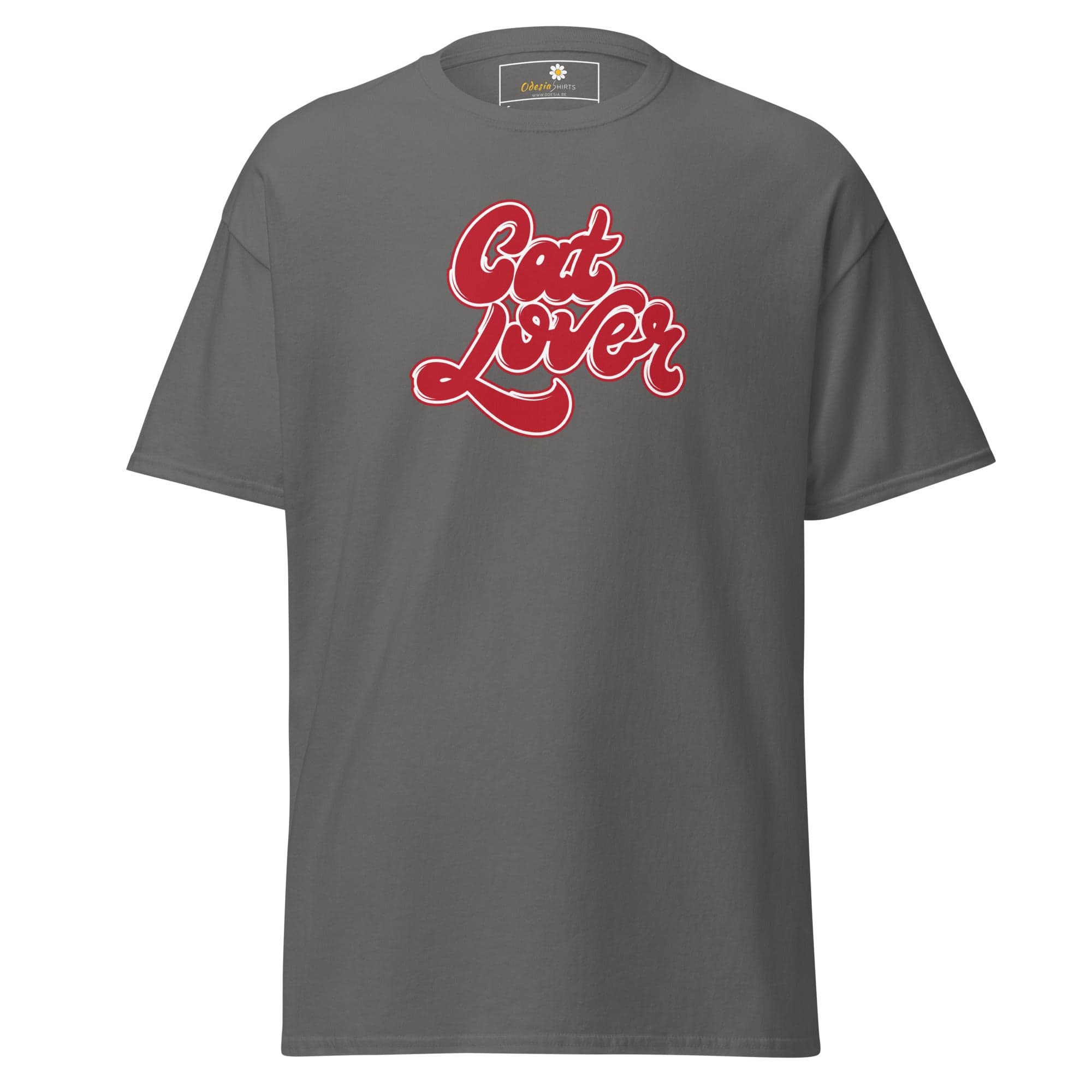 Gray T-shirt with Cat Lover text for men and women S to XL size