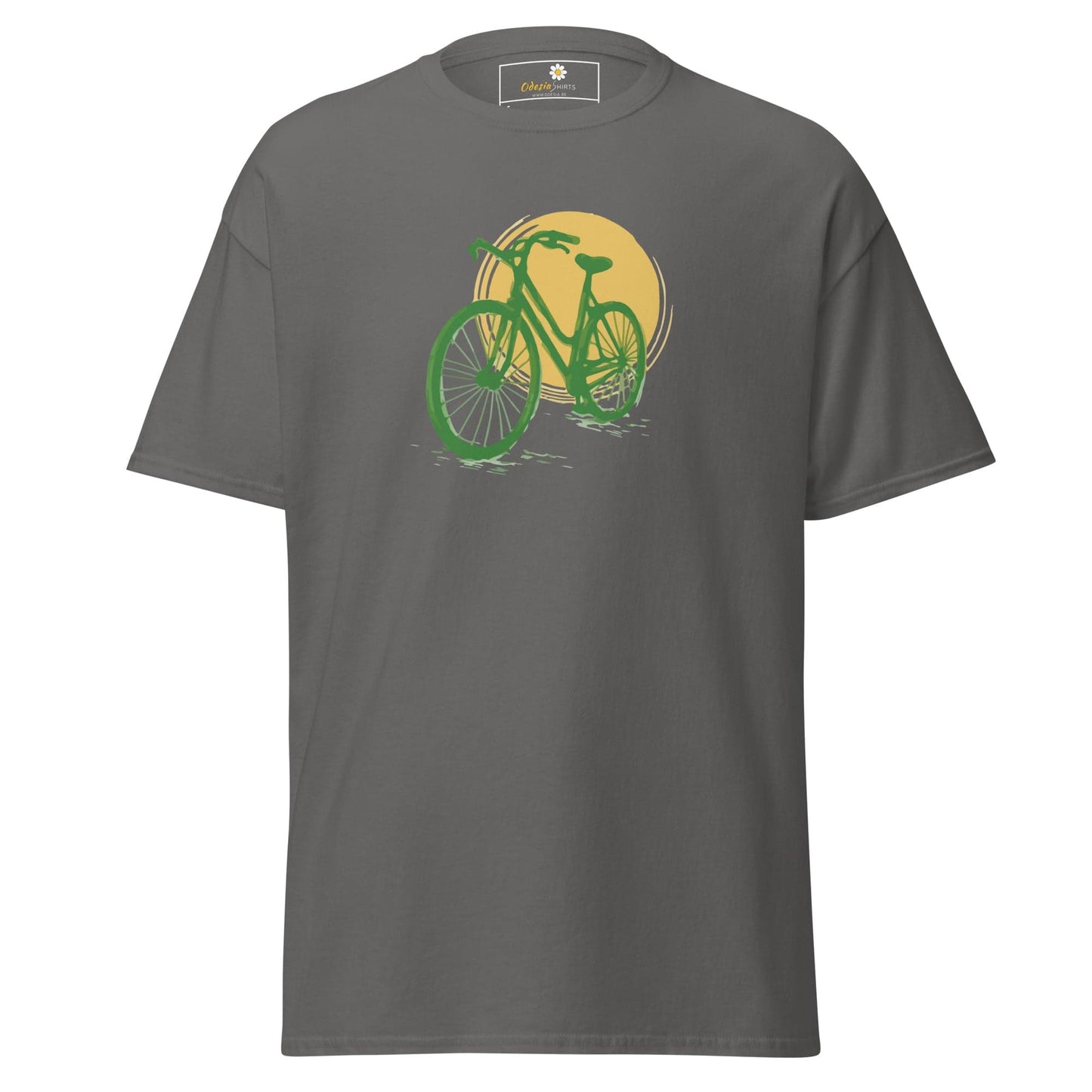 Gray T-shirt with bicycle graphic from T-Shirt Design Tee for Men and Women in S to XL