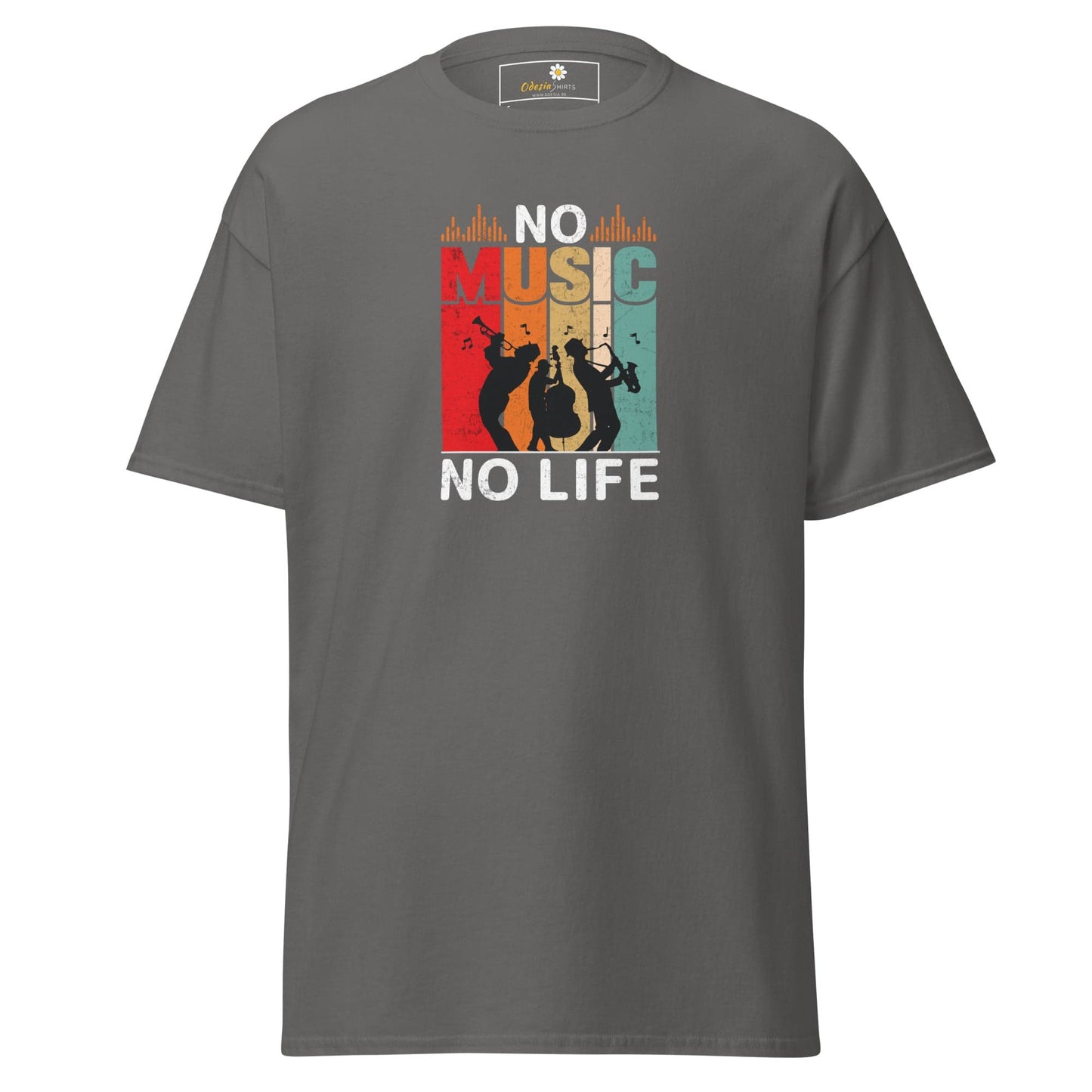 Unisex classic t-shirt - MUSIC NO MUSIC NO LIFE - REGULAR - Charcoal / S
