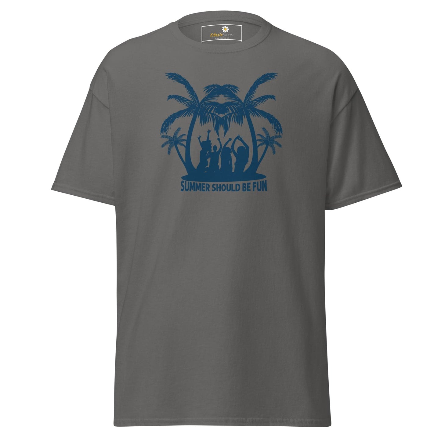Gray T-shirt with summer-themed graphic for Men and Women in size S to XL